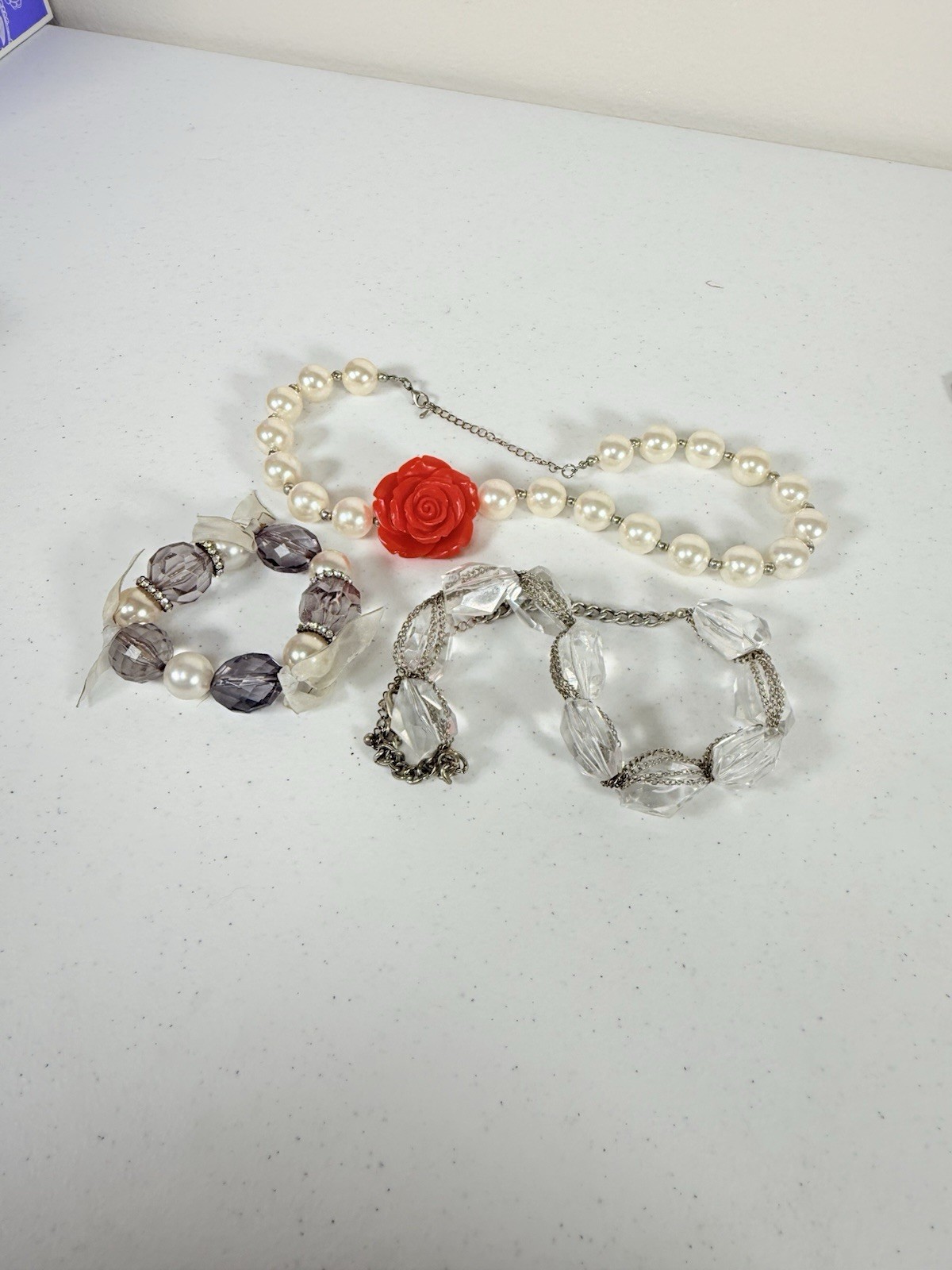 1lb Lot Of Random Jewelry, Earrings, Necklaces, Bracelets, Silver, Leather, Gem