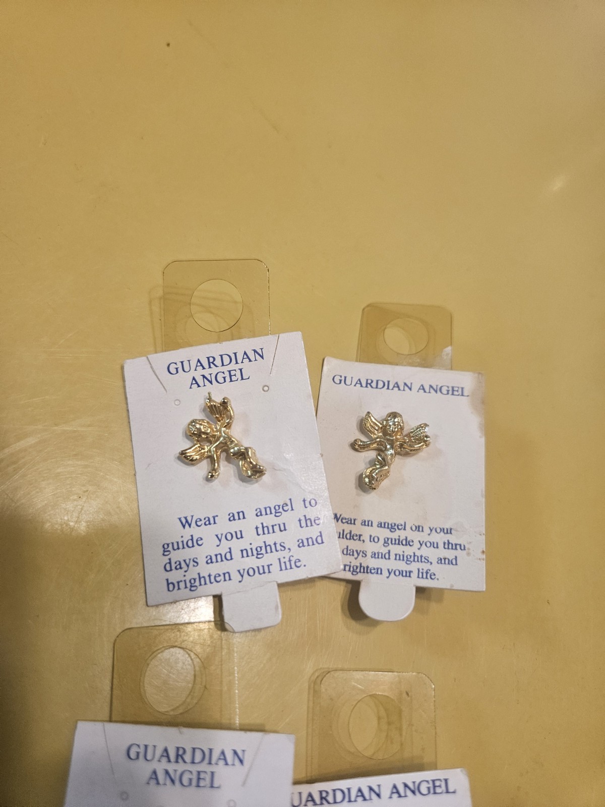 Lot Of 4 Guardian Gold Angel Lapel Pins NOS