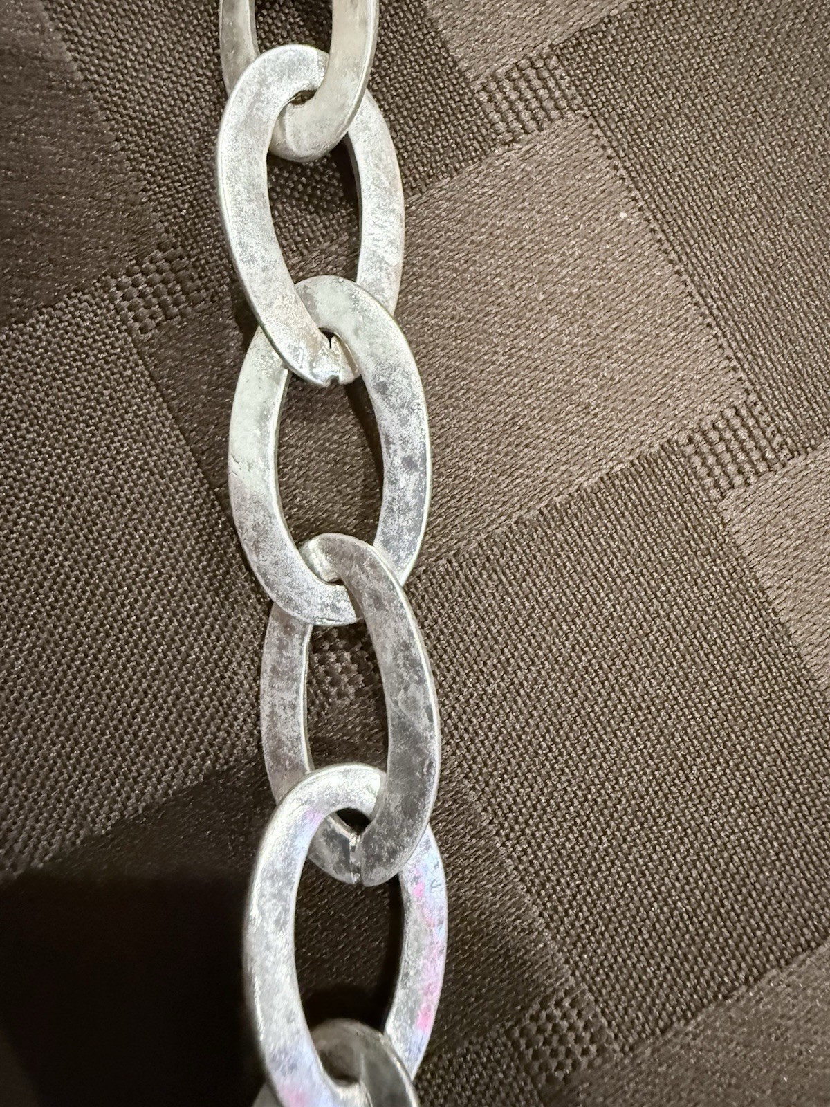 Mens Chunky SilverTone Oval Link Chain NecklaceLong 42″ Unisex Heavy 68g