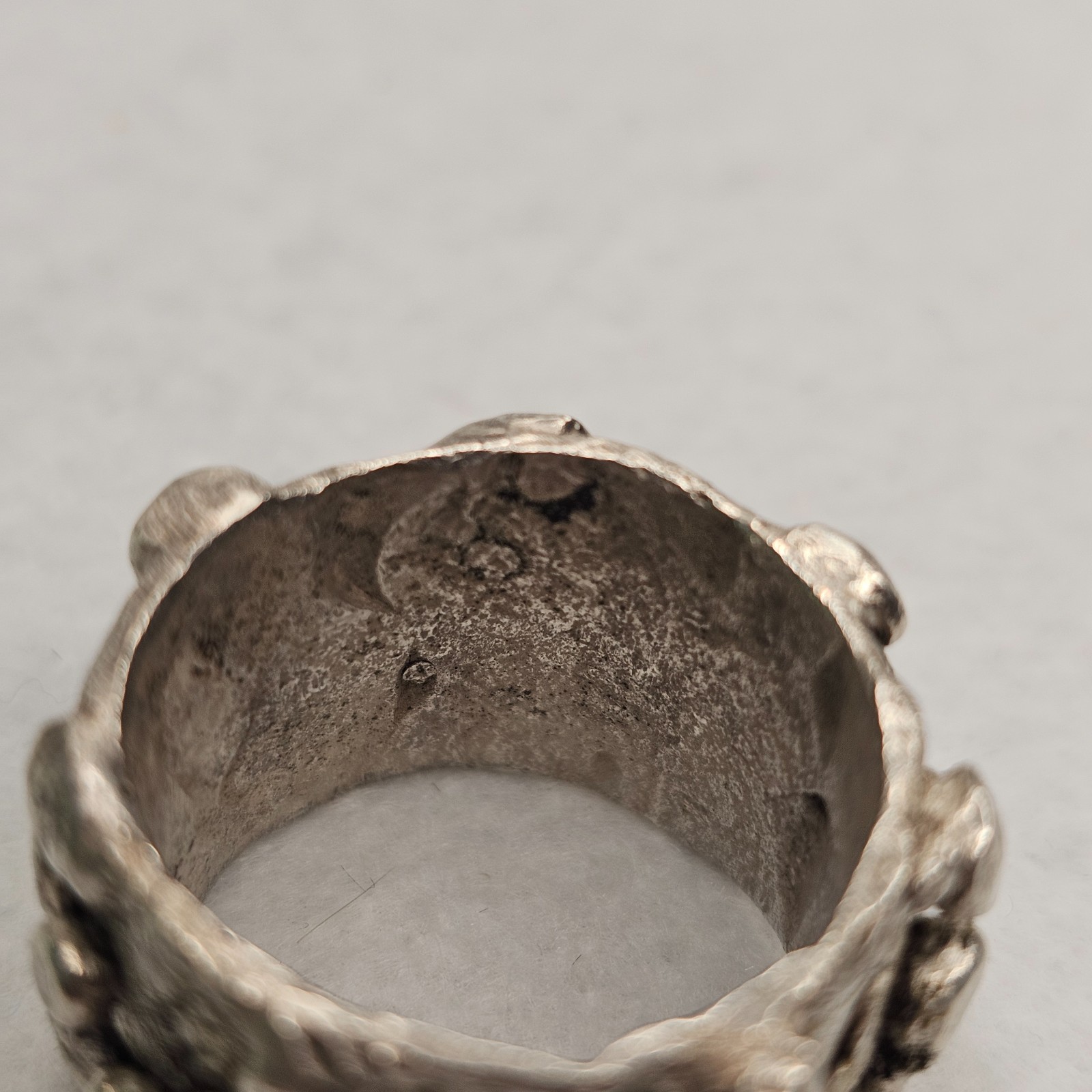 Vintage Brutalist Sterling Silver Abstract Figural Wide Band Ring Size 10 26.85g