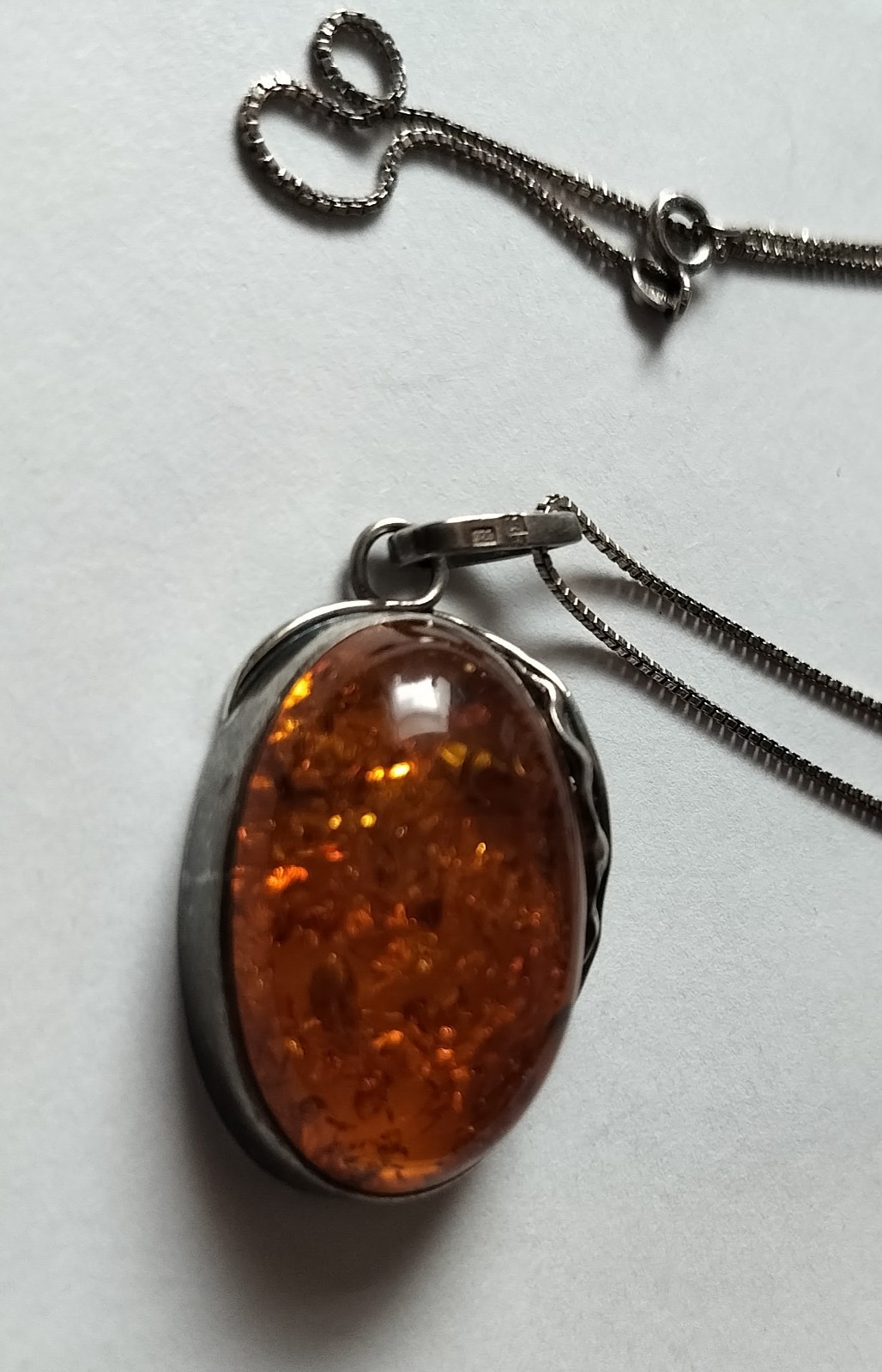 Vintage Large Baltic Amber Antiqued Sterling Silver Large Pendant, Substantial