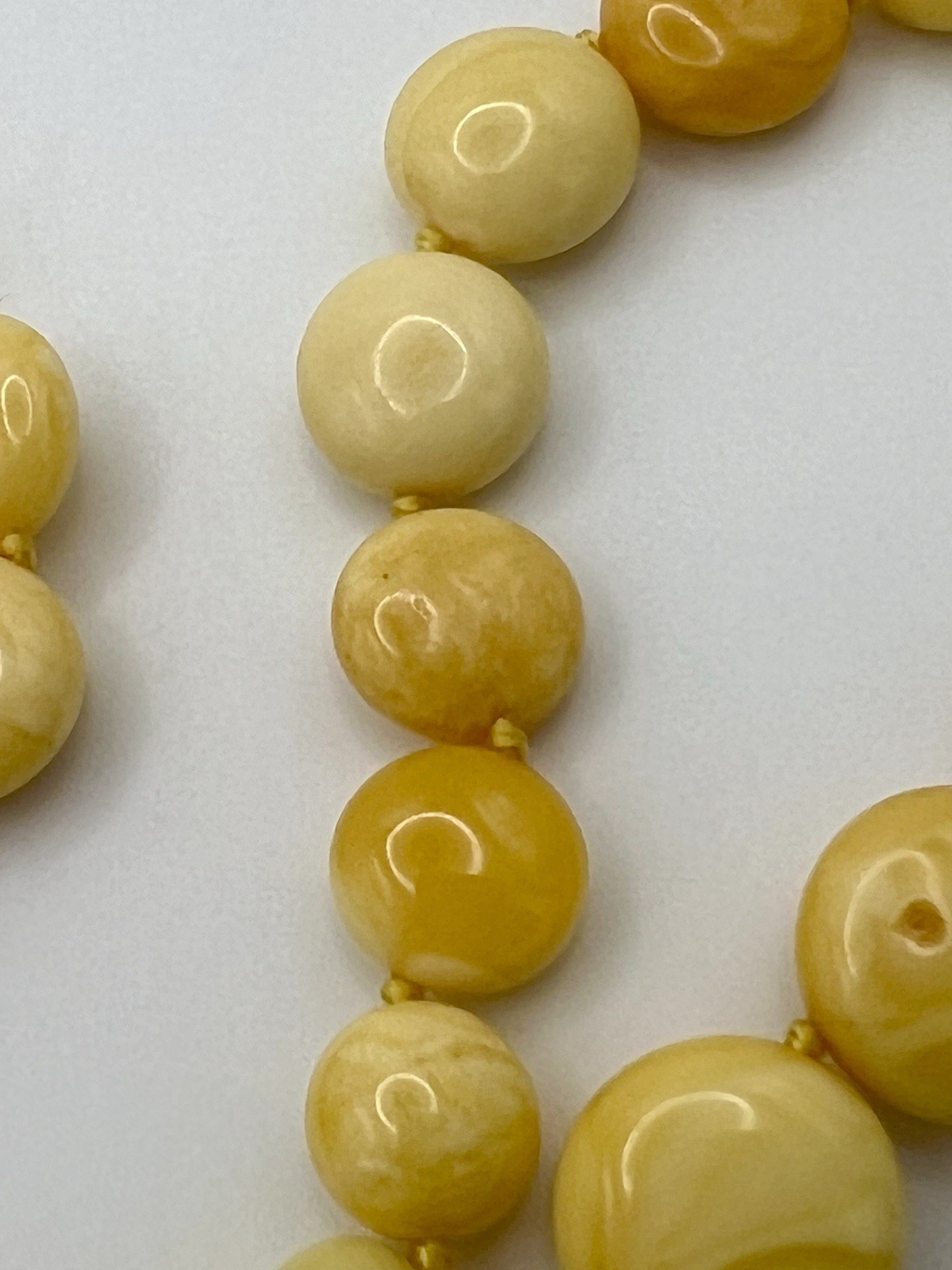 Butterscotch/Egg Yolk Baltic Amber Disk Bead 17-3/4” Necklace 20.8g