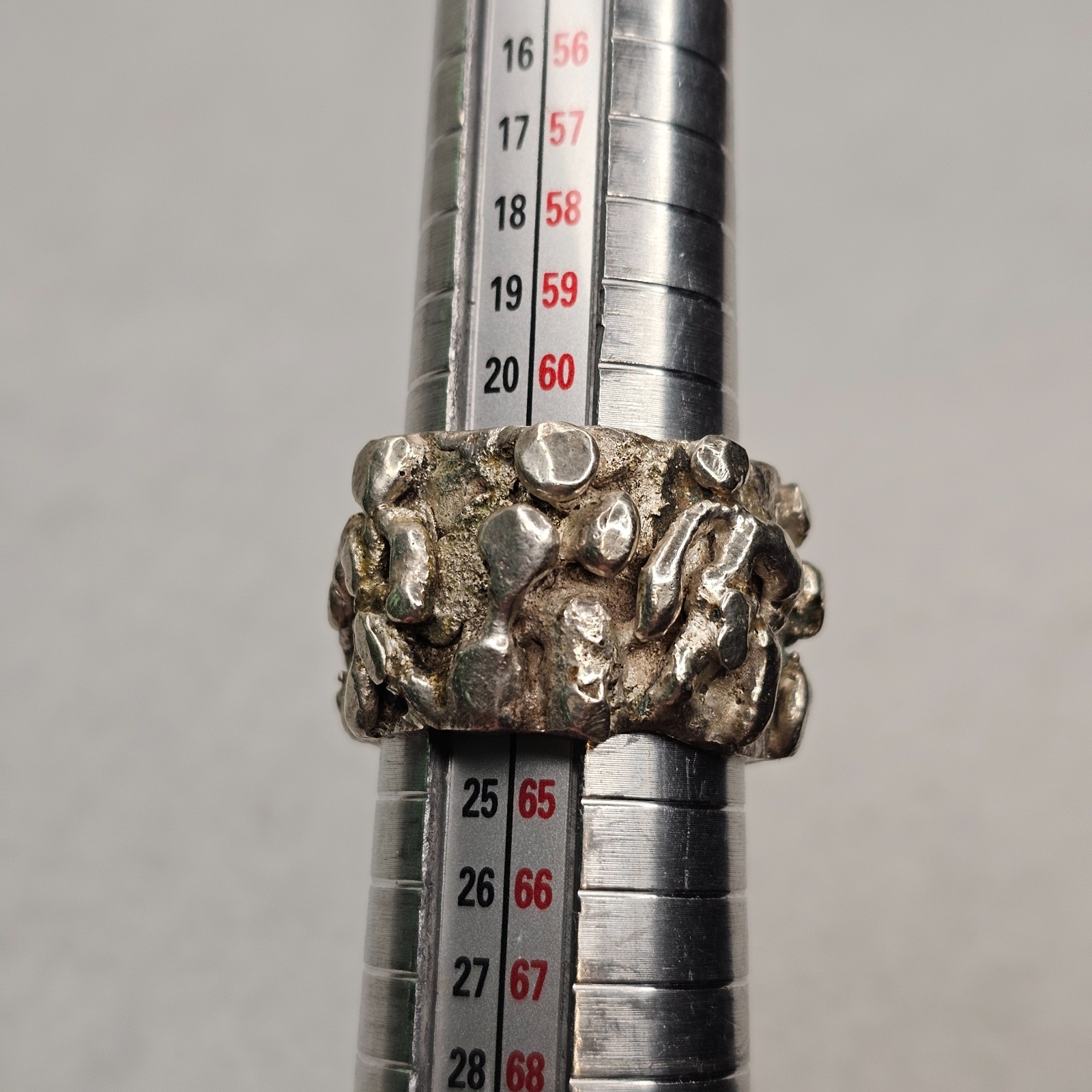 Vintage Brutalist Sterling Silver Abstract Figural Wide Band Ring Size 10 26.85g