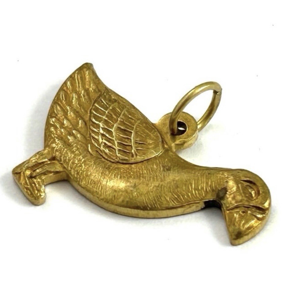 Vintage Brass Charm Duck Goose Pendant Etched Jewelry lucky ducky Charm Gift