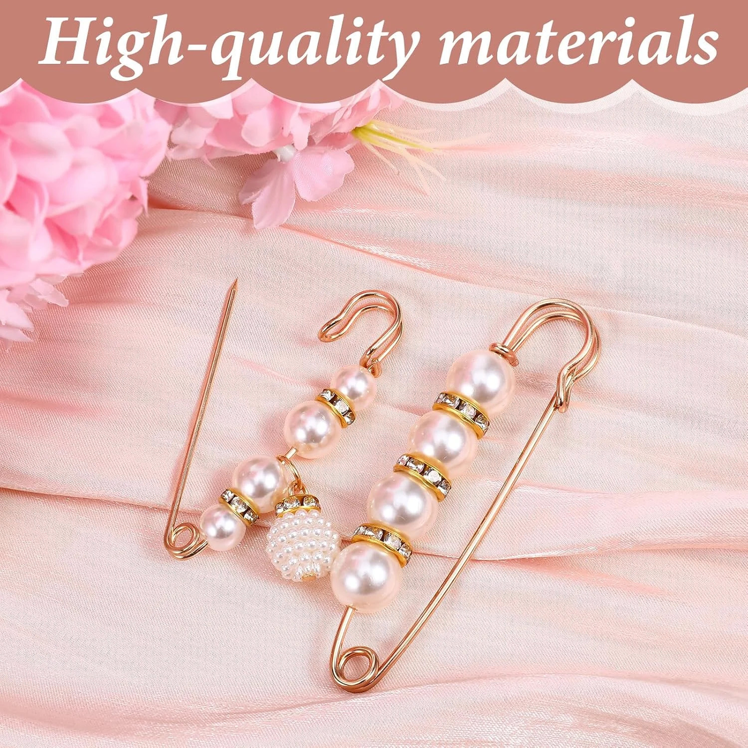 5 PCS Fashion Pearl Brooch, Decorative Safety Pins Sweater Shawl Pearl Pin Faux