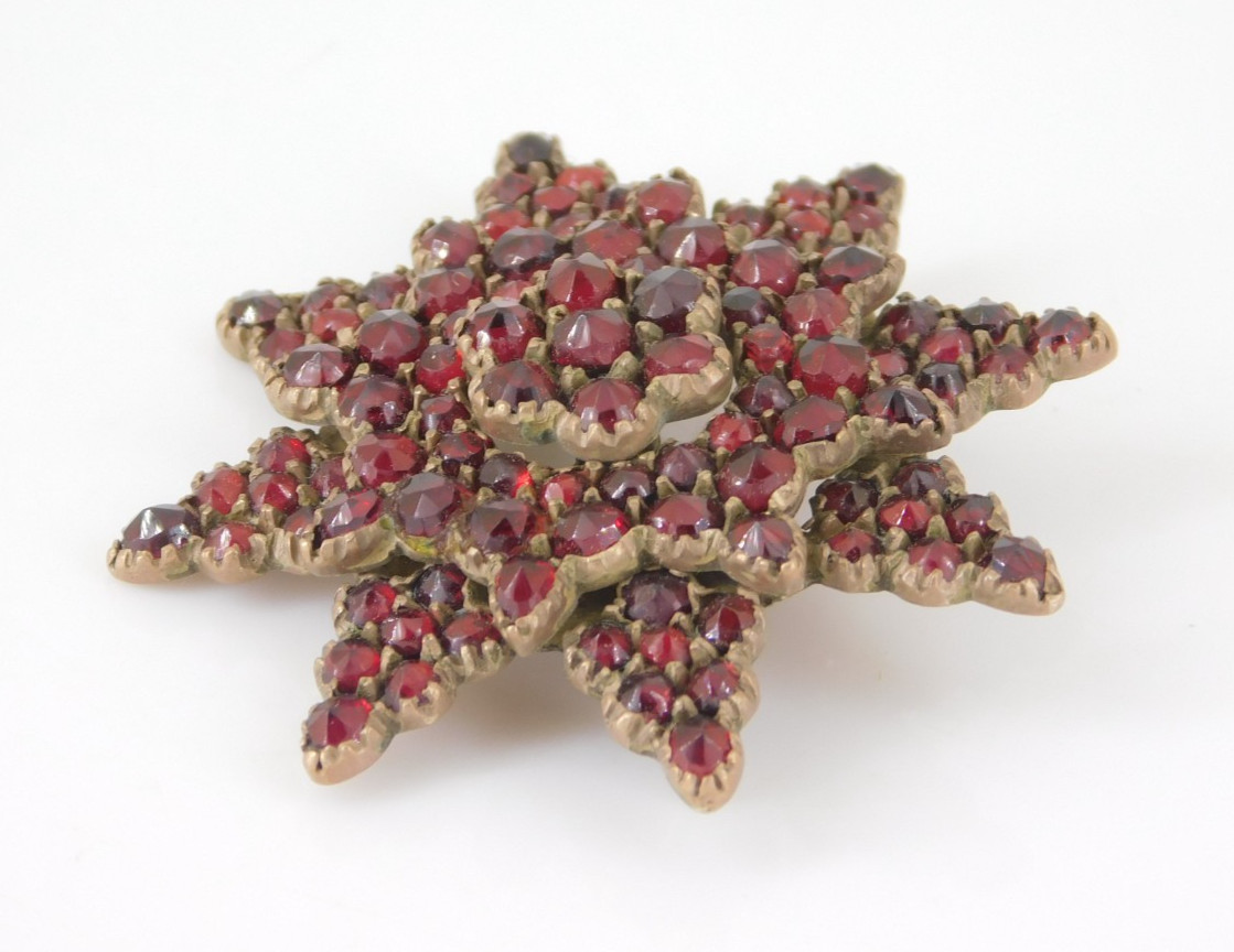 Vintage / Antique Victorian Czech Bohemian Garnet Pin