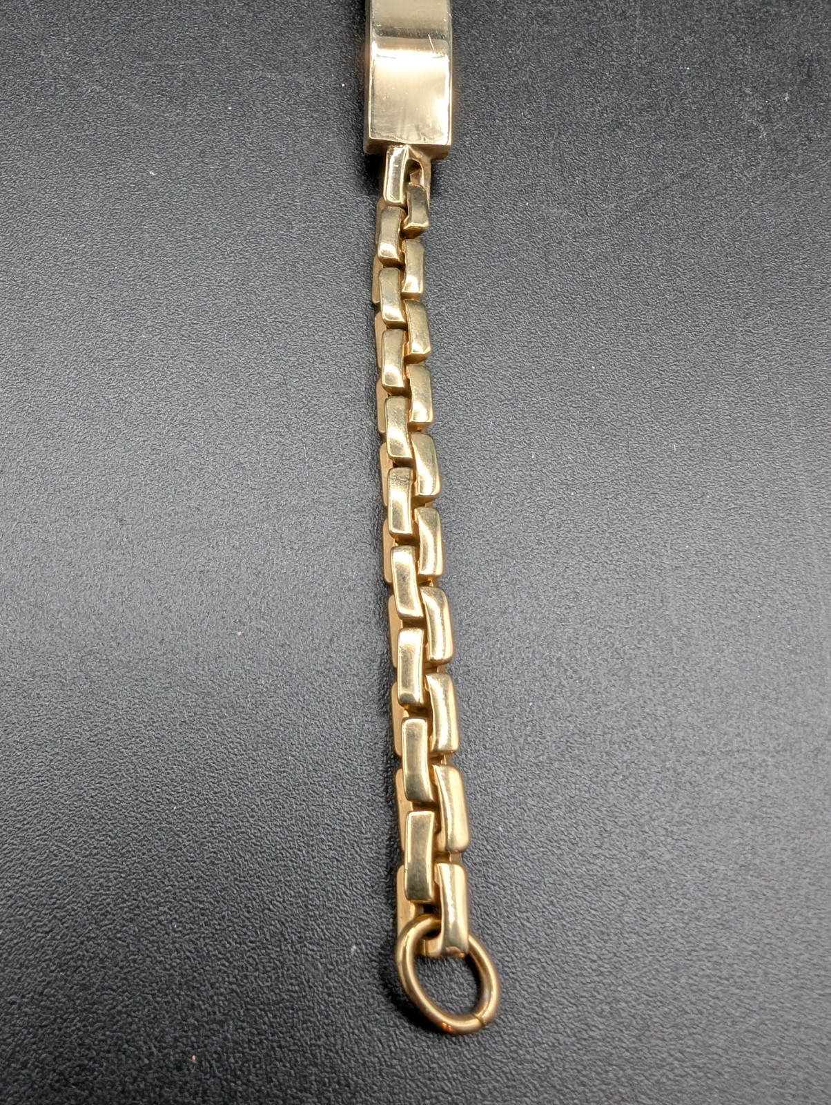 VTG Gold Tone ID Chain Bracelet, Blank Panel, 8.5″ Unmarked