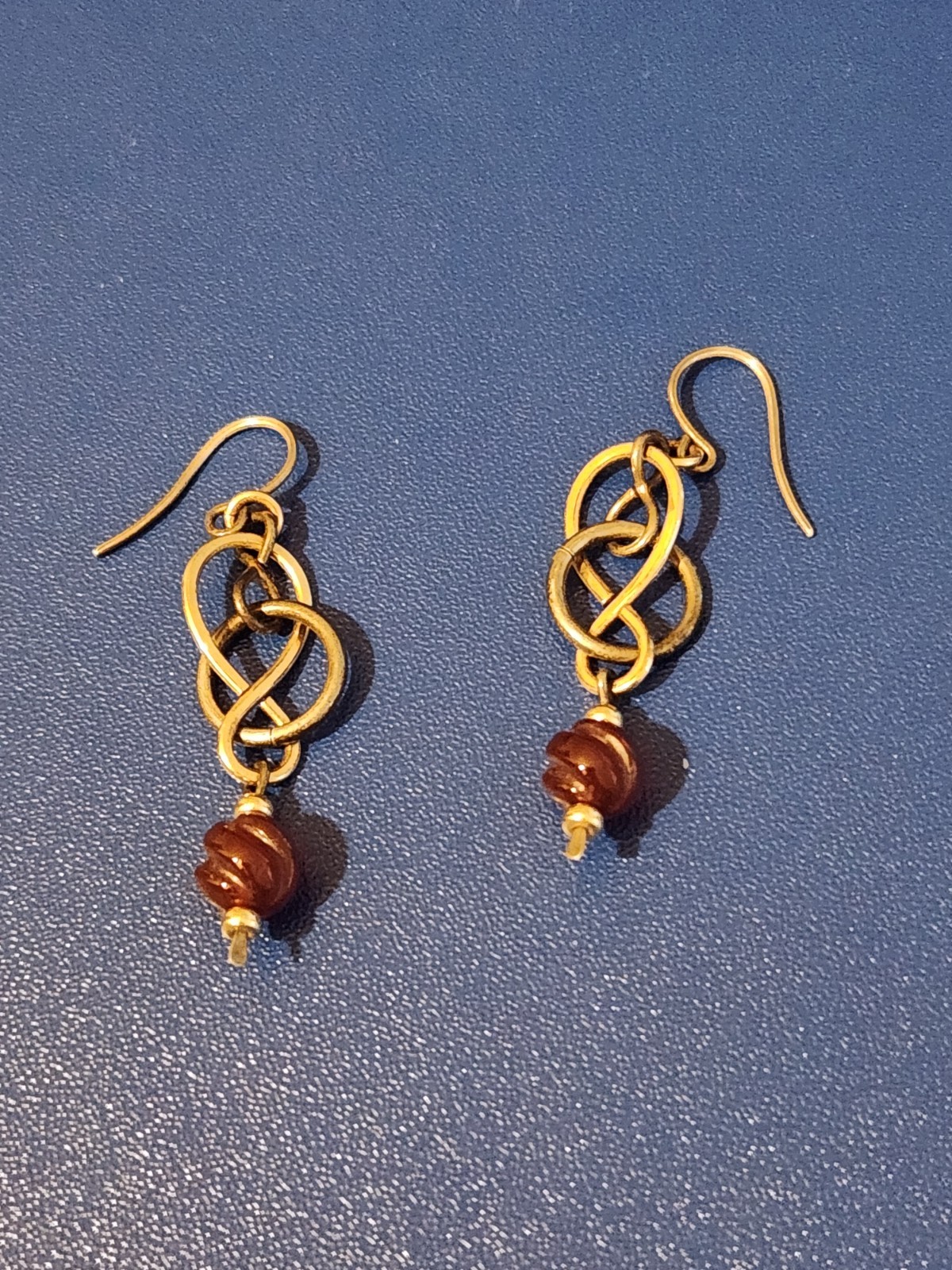 Sterling Silver Brown Stone Dangle Earrings