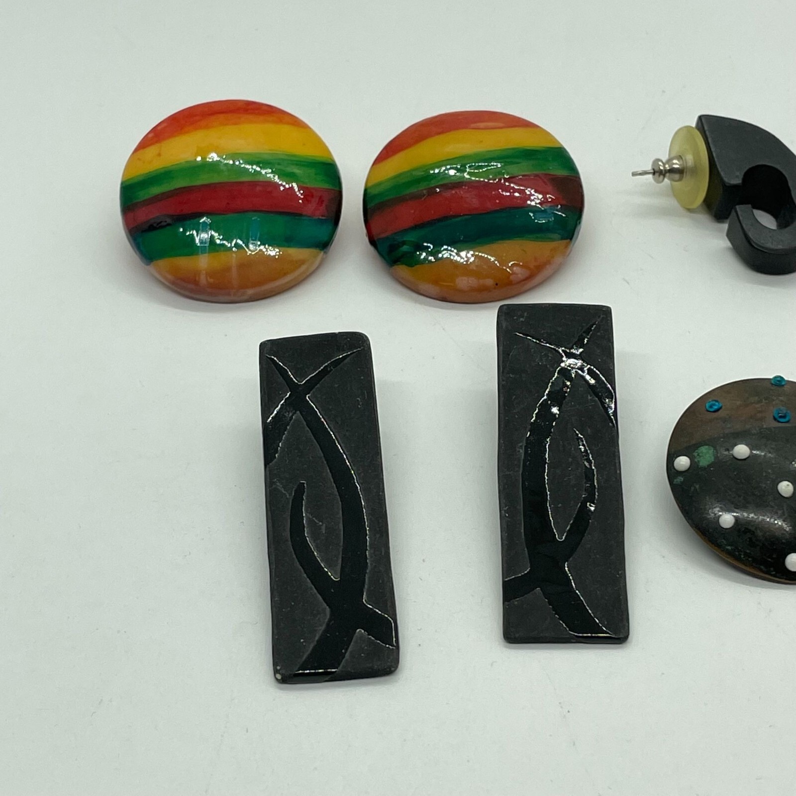 Lot of (6) Various Retro Mod 80’s Mix Shape & Material Post Earrings