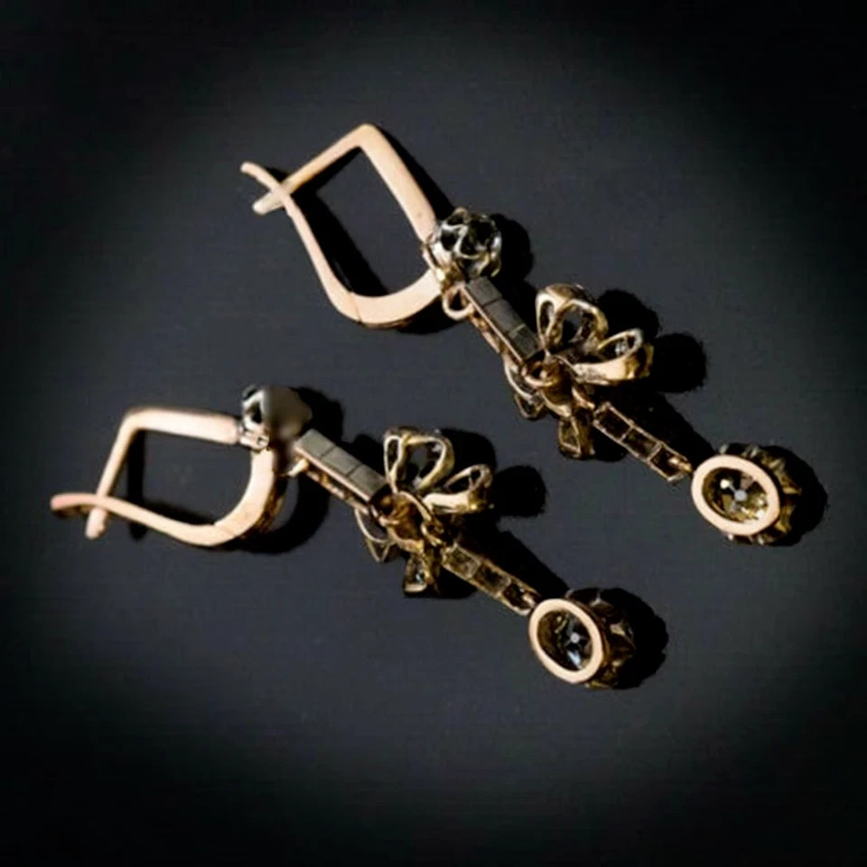 Art Deco Style Lab Created Diamond 14k Rose Gold FN Wedding Engagement Earrings