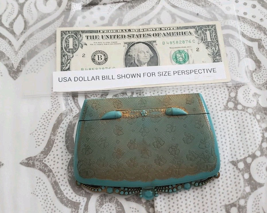 Scarce Vintage Kreisler “Golden Fantasy” Turquoise Ornate Jewelry Box