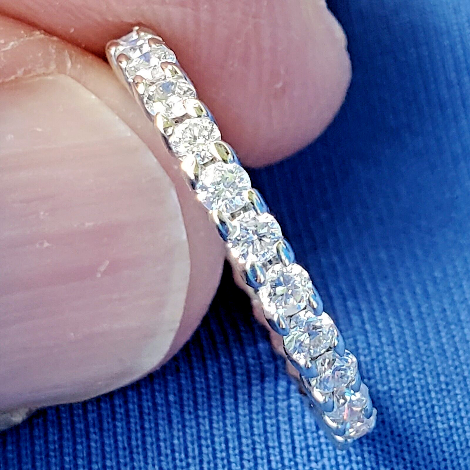 EARTH MINED DIAMOND Deco Style Wedding BAND 14K GOLD Stacking Anniversary RING