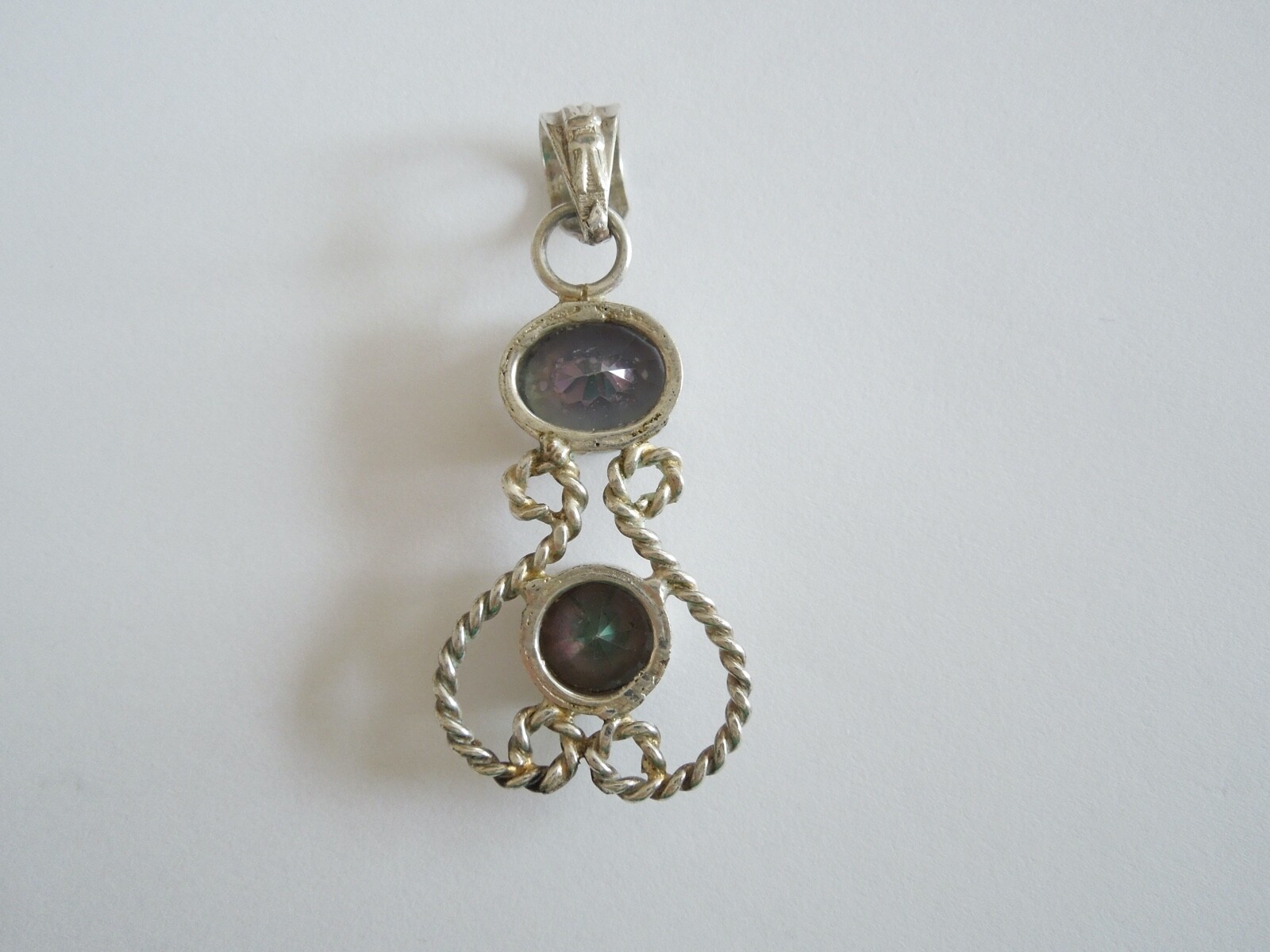 925 Sterling Silver Pendant With Mysterious Gemstones 7.2 G / 5.3 X 2.3 Cm