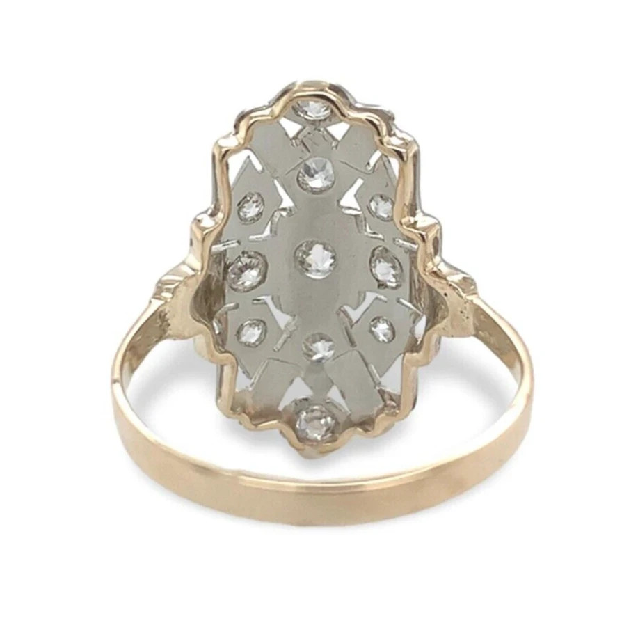 Vintage Art Deco Style Lab Created Diamond Engagement Wedding 14K Gold FN Ring