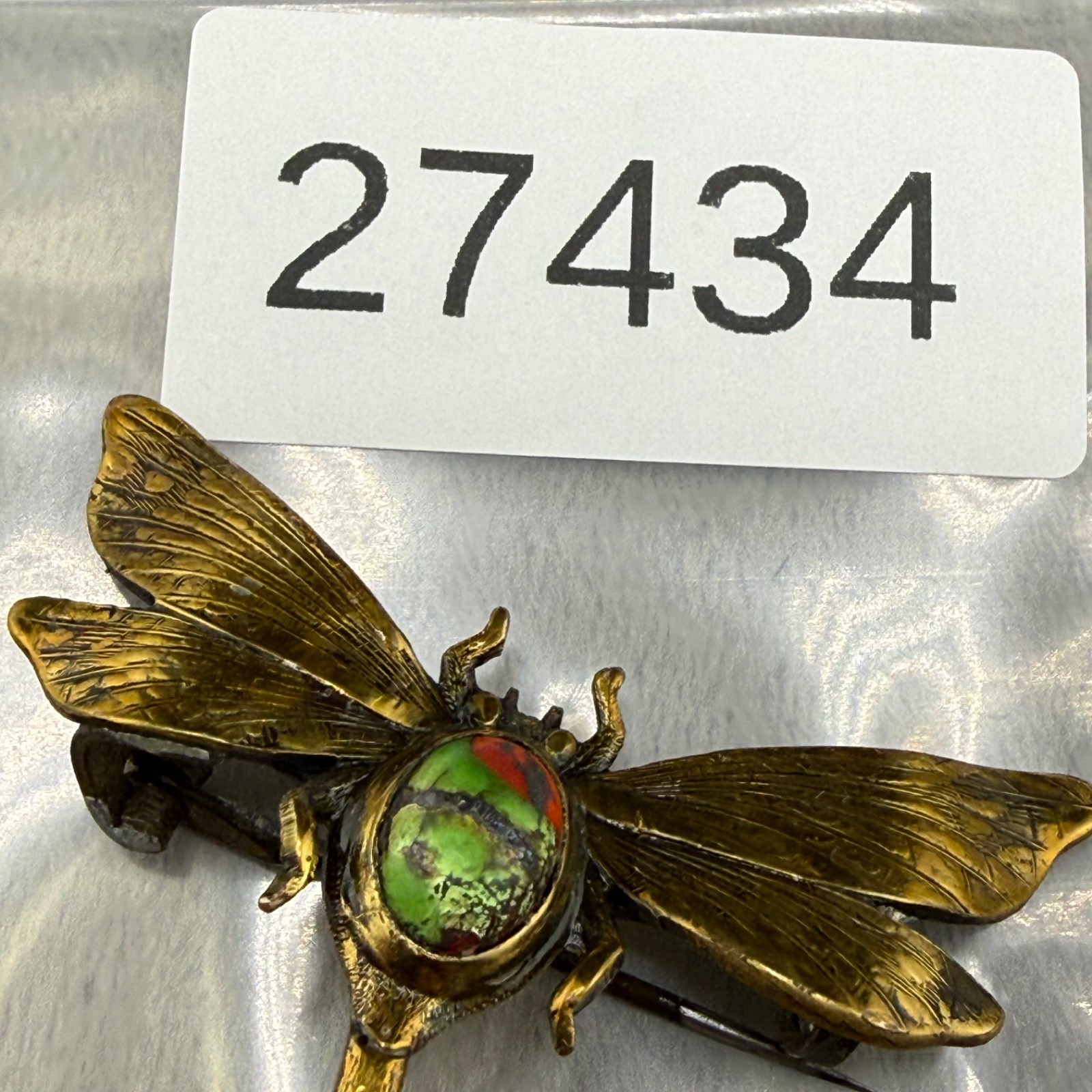 Vintage Dragonfly Brooch Gold Tone Insect Old