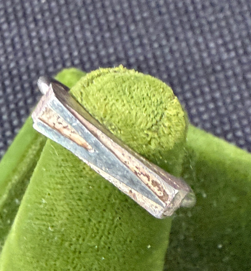 Vintage Sterling Silver Stamped Typebar Monogram “V” Ring Size 6 ADJUSTABLE