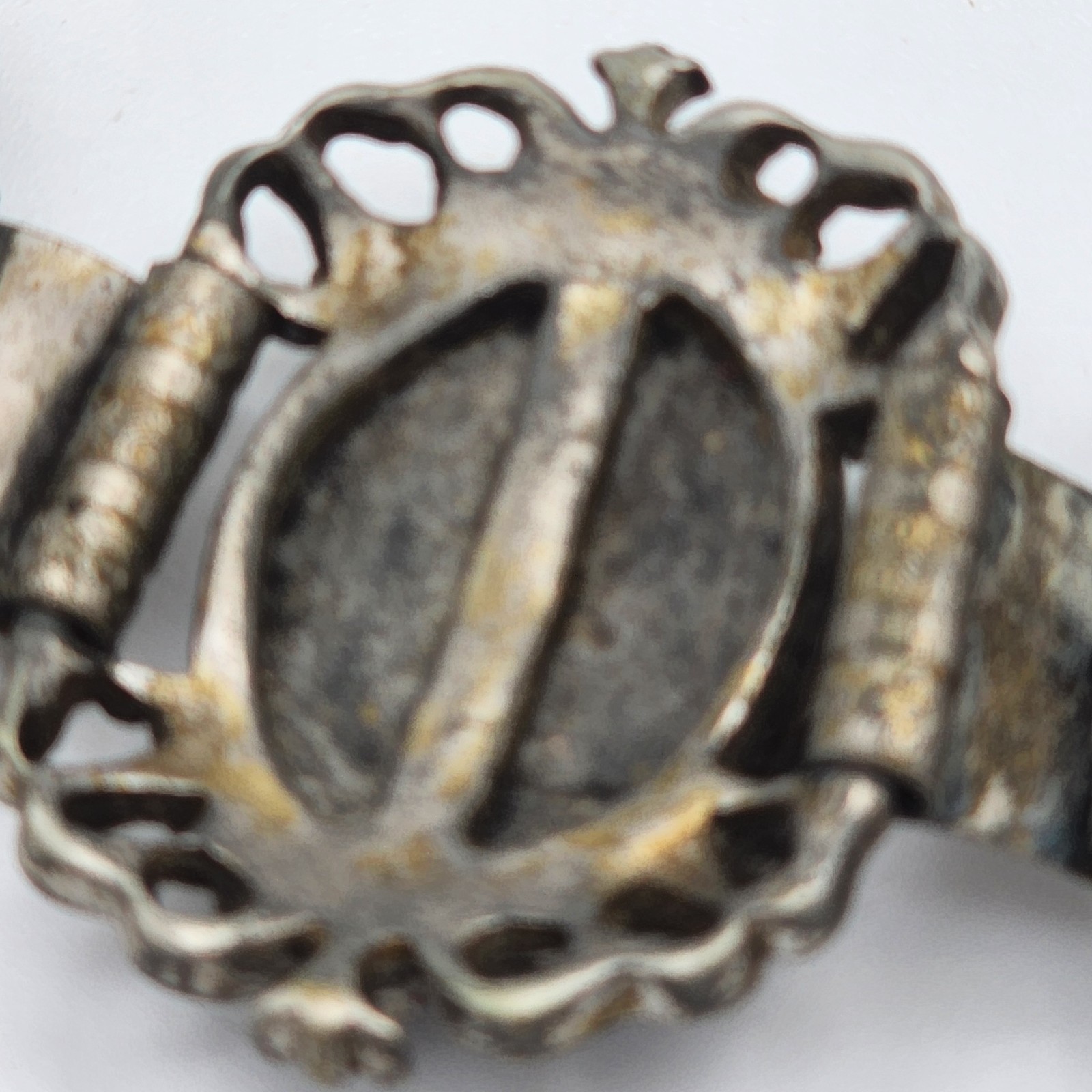 VTG Heraldic Medallion Panel Link Bracelet 7.5in Silver Tone Griffin Crest Goth