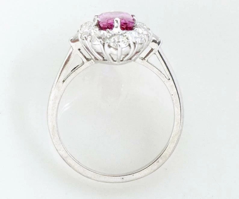 Art Deco Style 2.5Ct Pink Sapphire & Lab Created Diamond Engagement Silver Ring