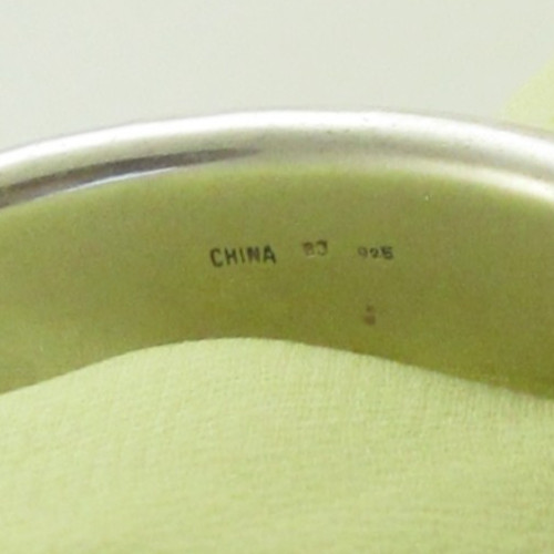 Carved Chinese Cinnabar Bangle Bracelet BJ 925 Silver; Tea Ceremonial Service
