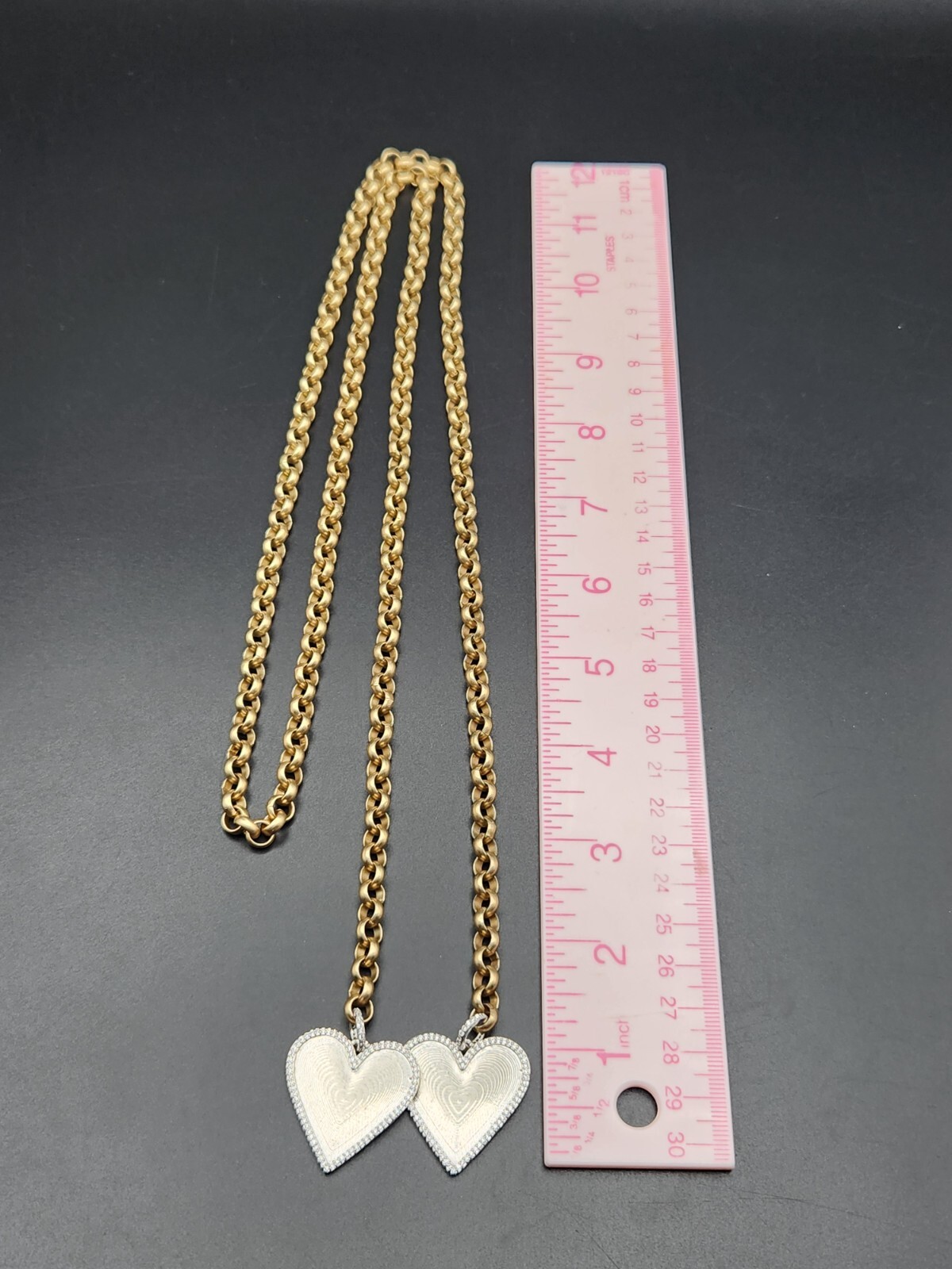 Stylish Silver Tone Heart Charm Wrap Gold Tone Chain Necklace