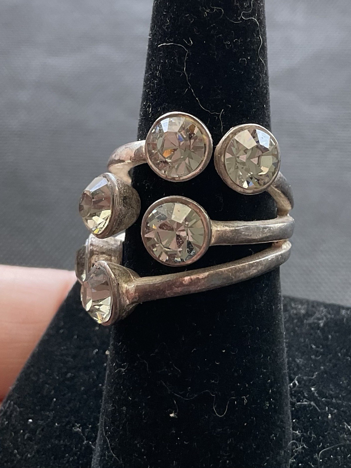 Pilgrim Signed Ring Size 7 Crystal Stones Vintage Estate Jewelry