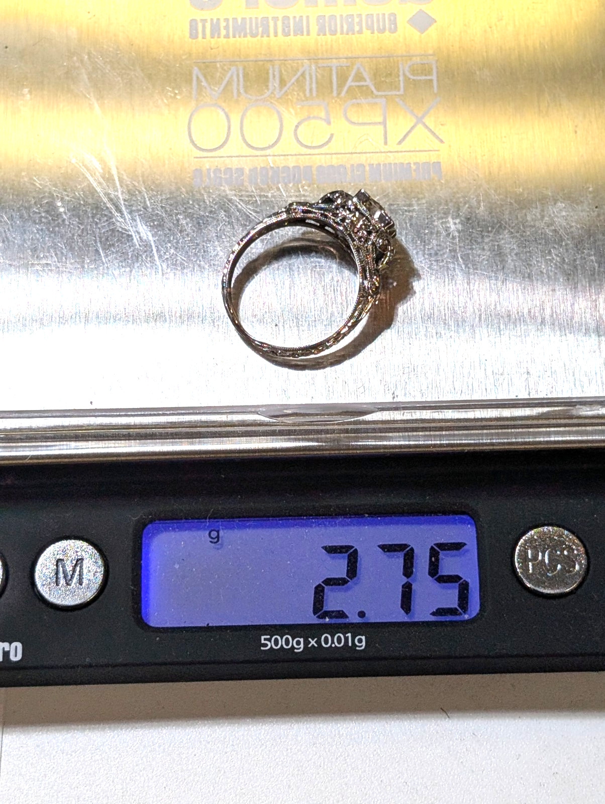 VINTAGE ANTIQUE 18K WHITE GOLD EUROPEAN ROSE CUT DIAMOND RING