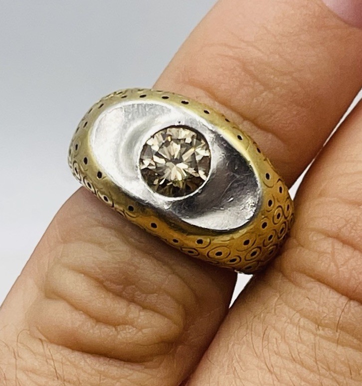 Pedro Boregaard 18k Gold & Platinum Fancy Color Brown Diamond Ring Size 5