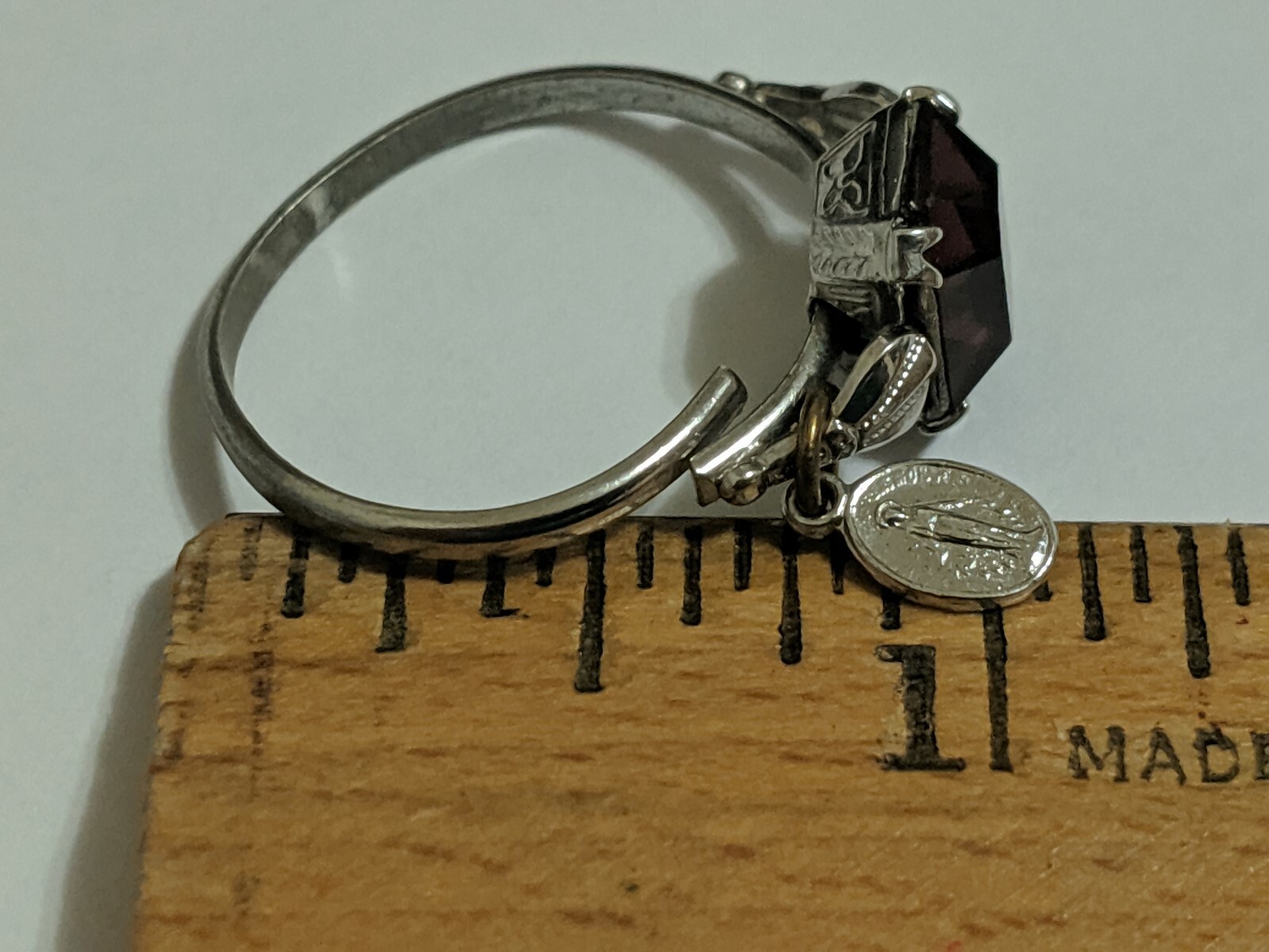 VINTAGE UNCAS ADJUSTABLE RING STERLING SILVER PATENT 2763140 PURPLE STONE