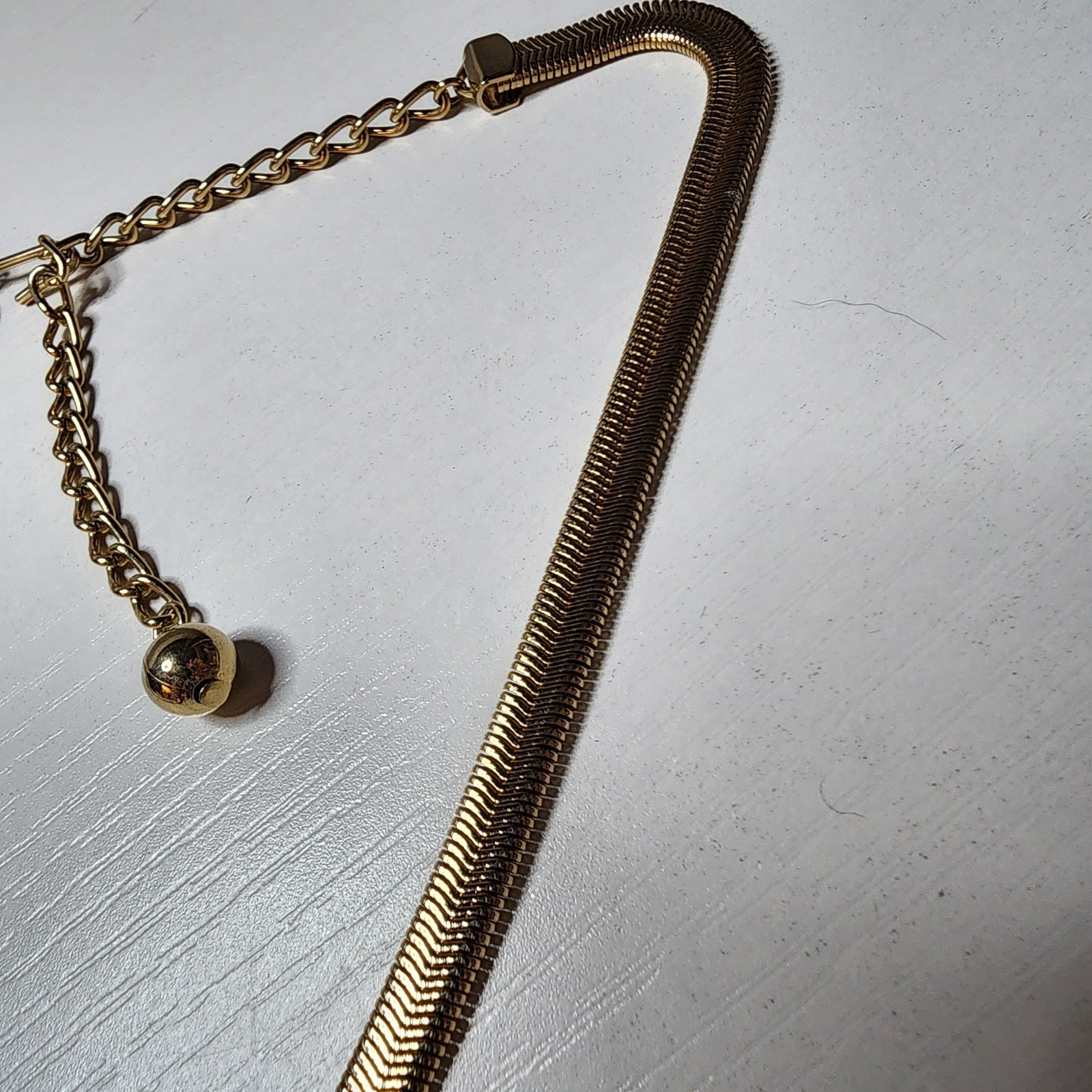 Vintage Signed Park Lane Gold Tone Faux Pearl Serpentine Choker Necklace Snake