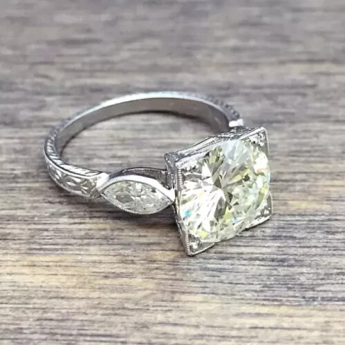 2Ct Art Deco Vintage Style Lab Created Diamond Engagement 14K White Gold FN Ring
