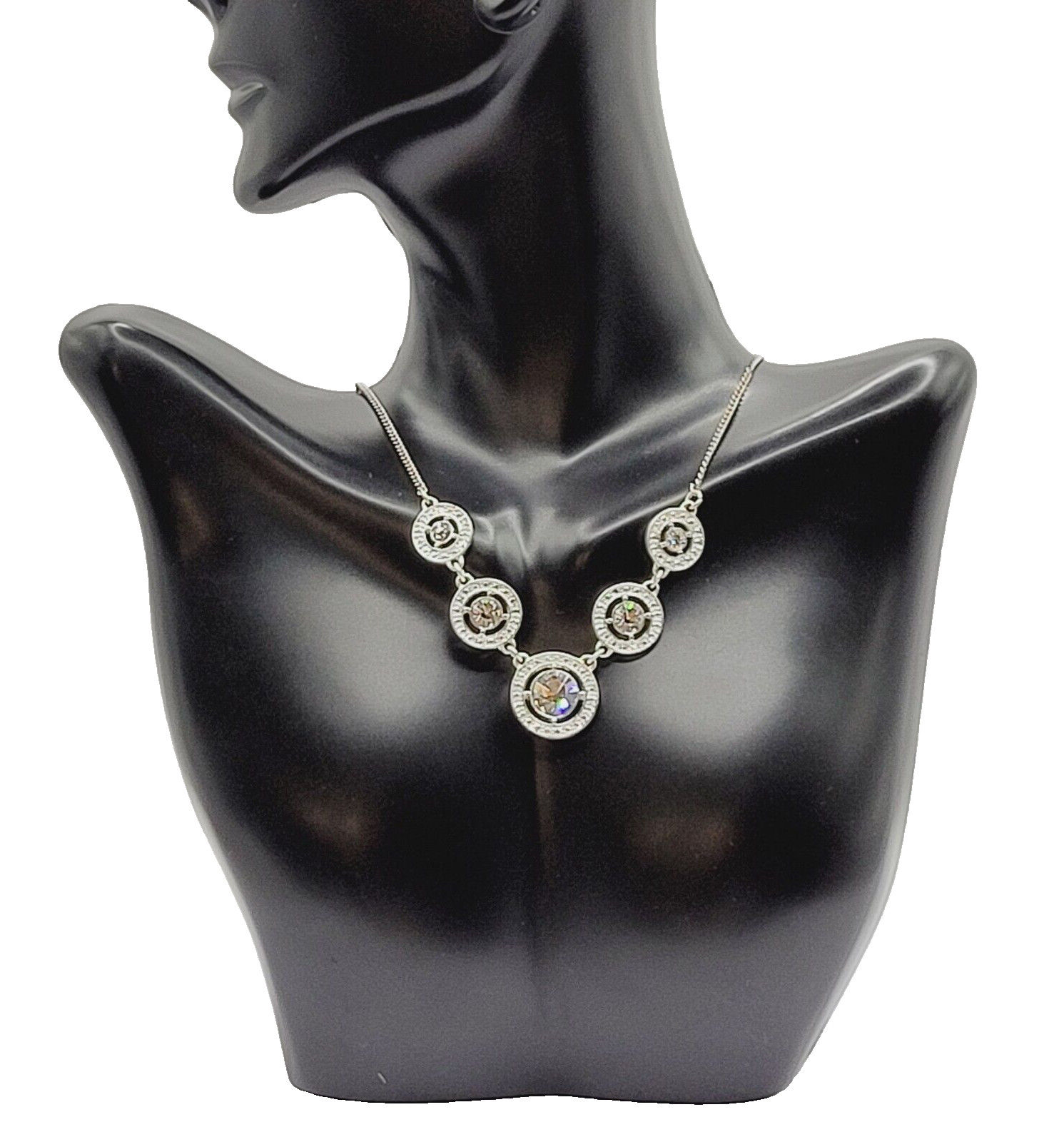 Avon NRT Professional Sparkling Rhinestone Silver Tone Metal Vintage Necklace