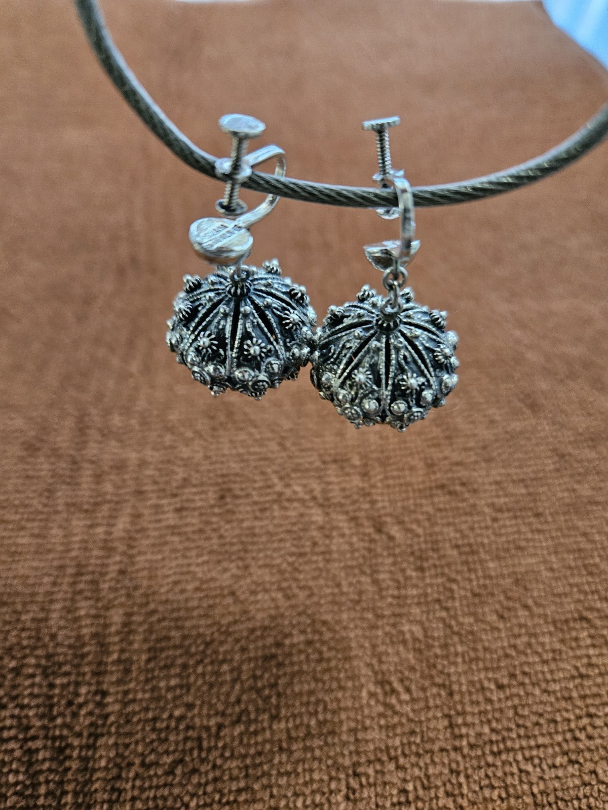Vintage Siam Sterling Silver Screw Back Stud Earrings