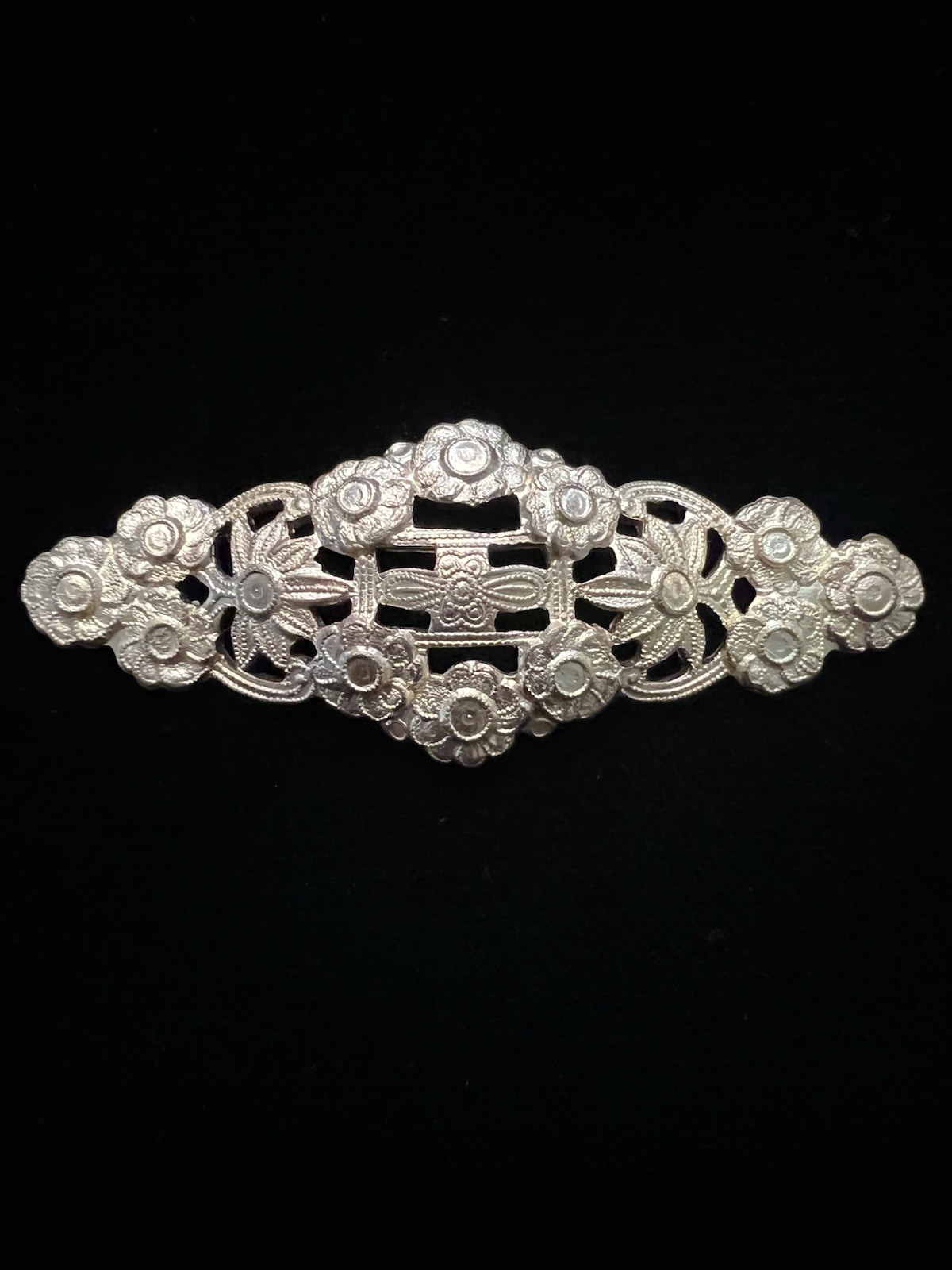 Vintage Floral Brass Stamping for Brooch/Pin/ Barrette Jewelry Making NOS