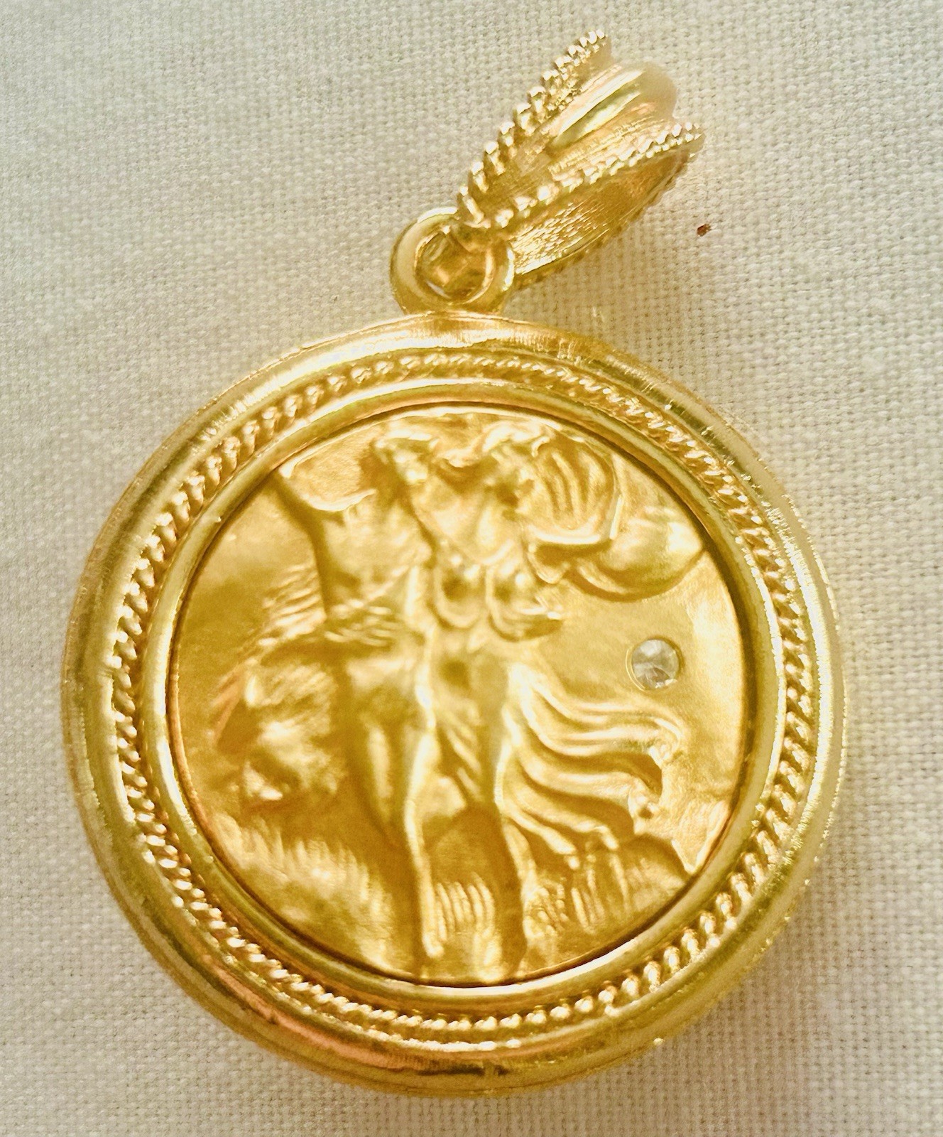 CAMROSE & KROSS JBK Jackie Kennedy Gold Reversible Pendant Necklace: Blue Enamel
