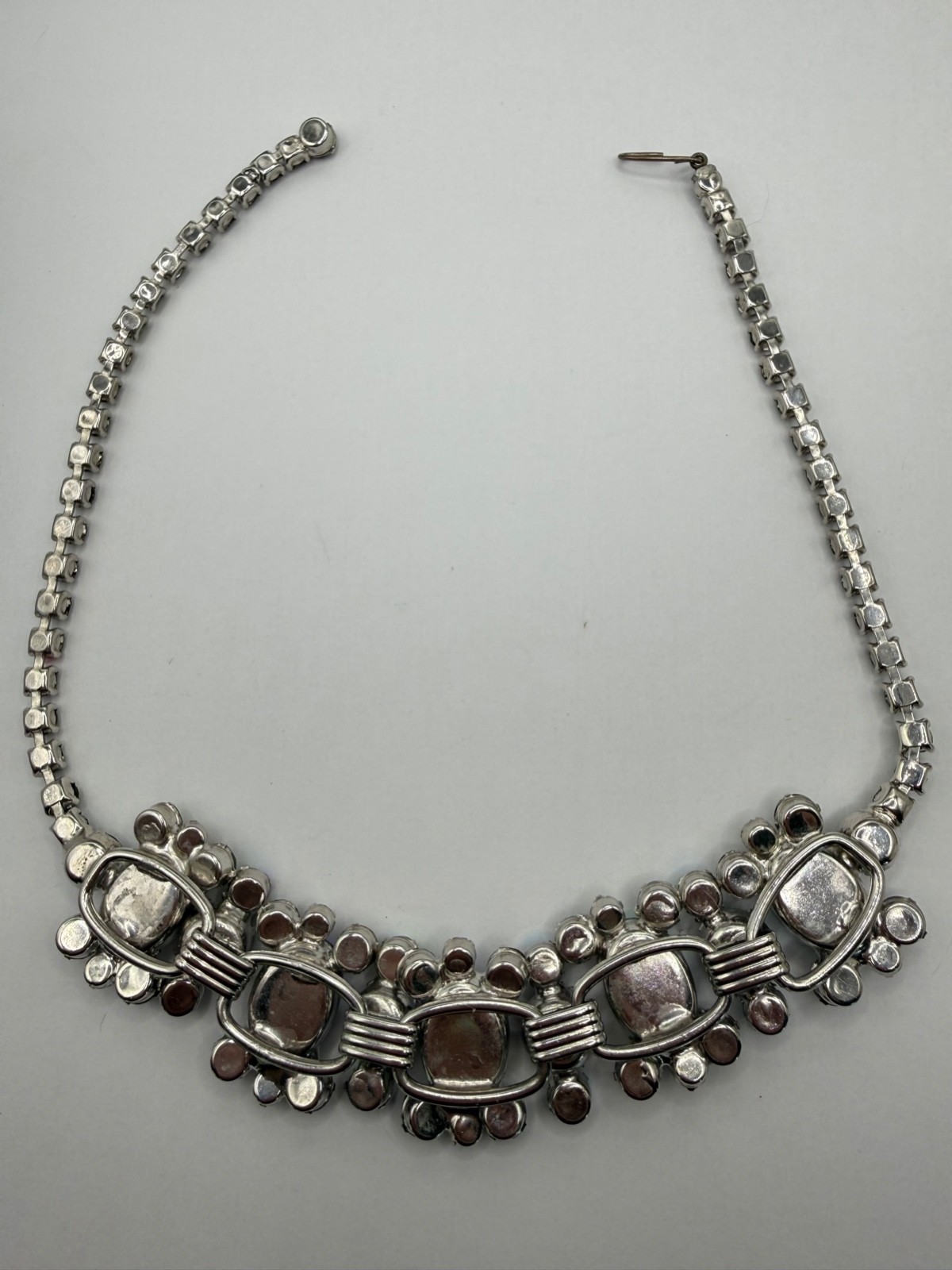 Vintage Juliana Pink Heliotrope? and Gray Rhinestone Necklace