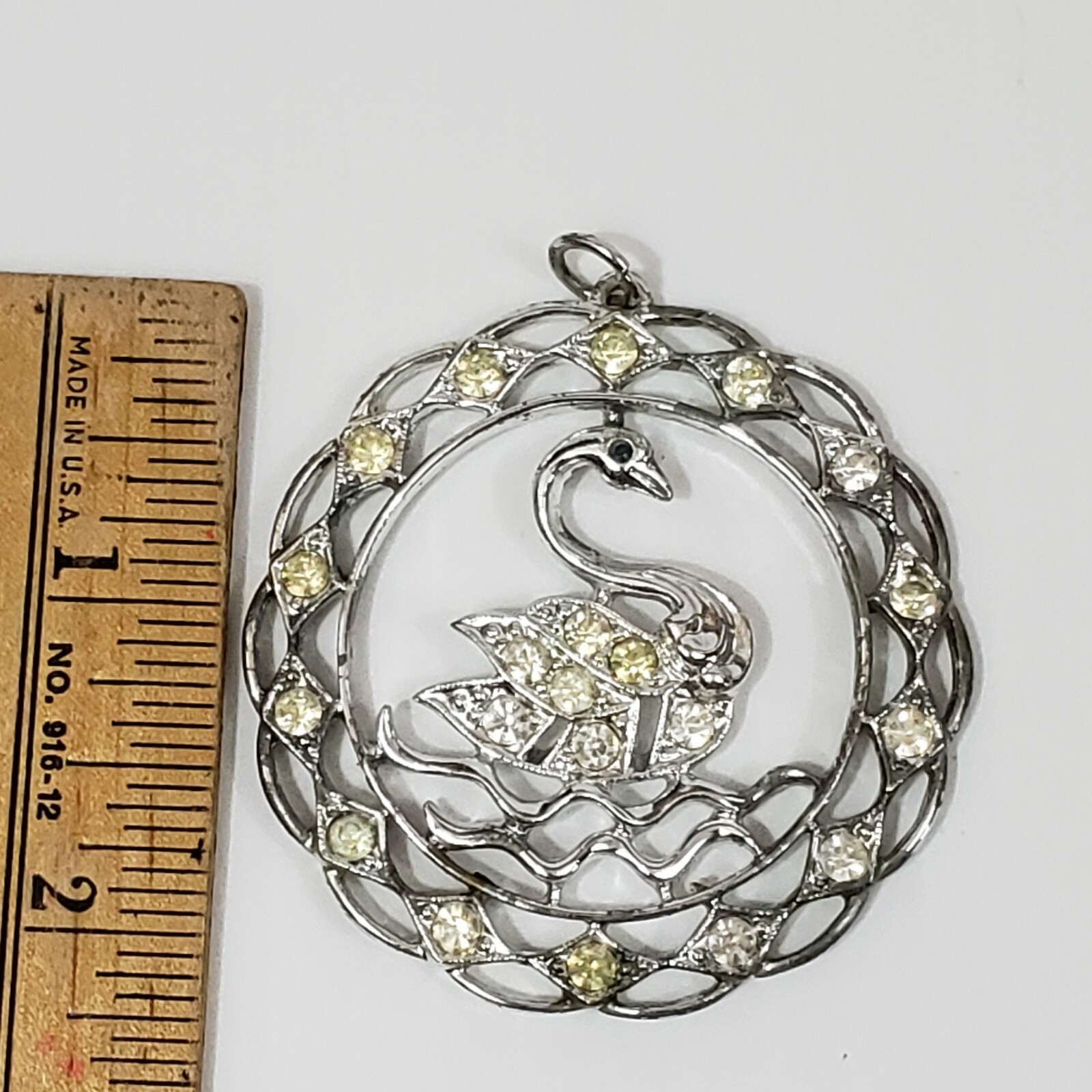 Sarah Coventry 1970s Swan Lake Pendant with Aurora Borealis Crystals