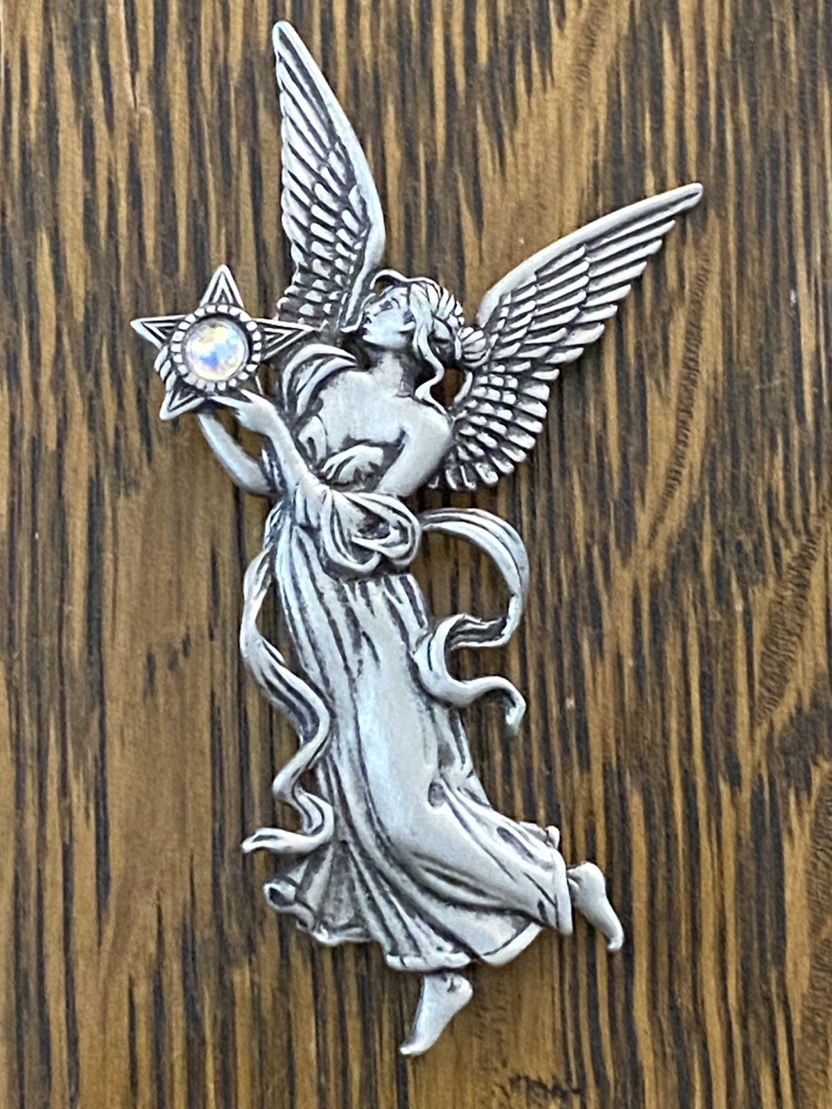 JONETTE JEWELRY – PEWTER ANGEL STAR BROOCH /PIN **FREE SHIPPING**