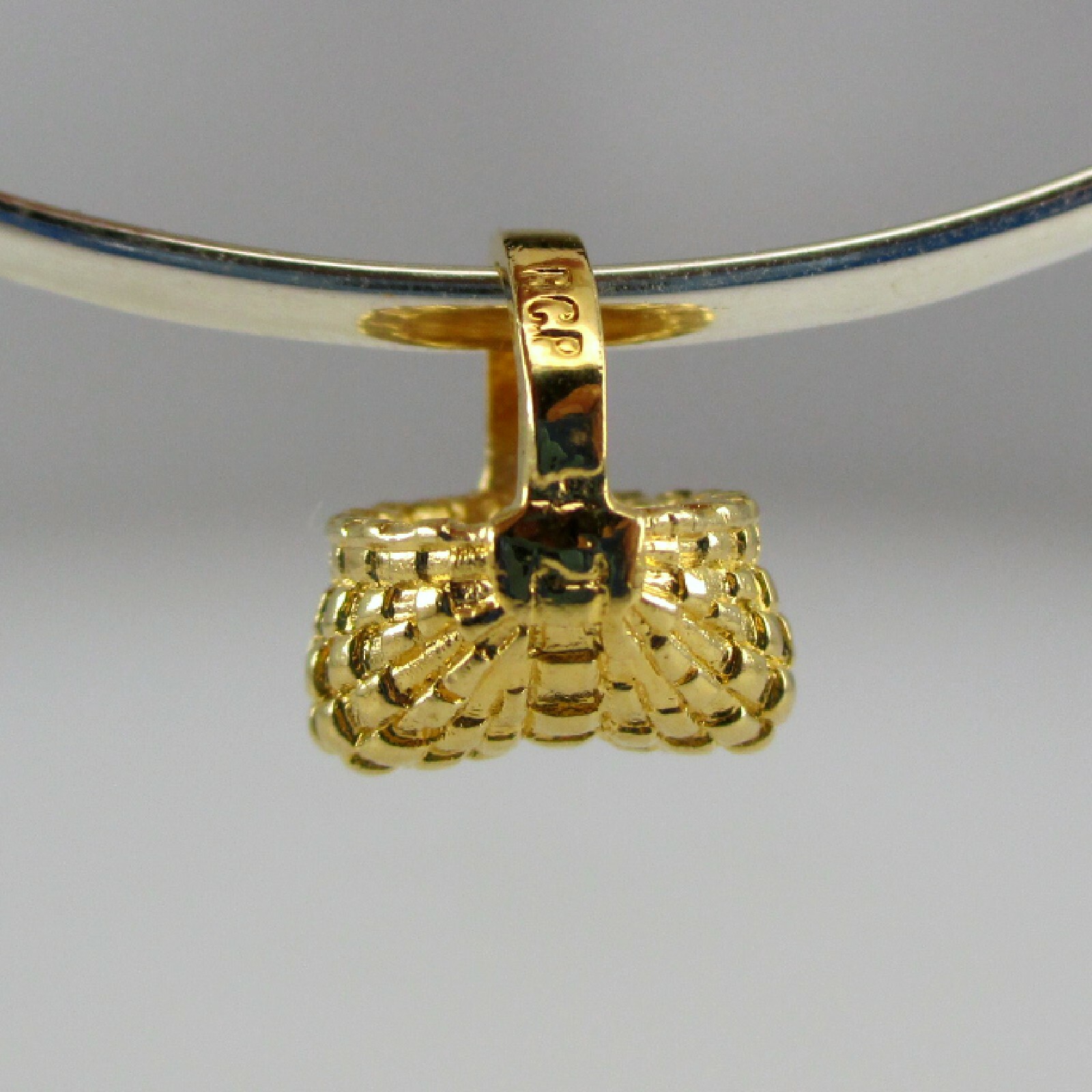 Gold Vermeil EGG BASKET Charm for Bracelet BROWN COUNTY Sterling Silver NEW Old