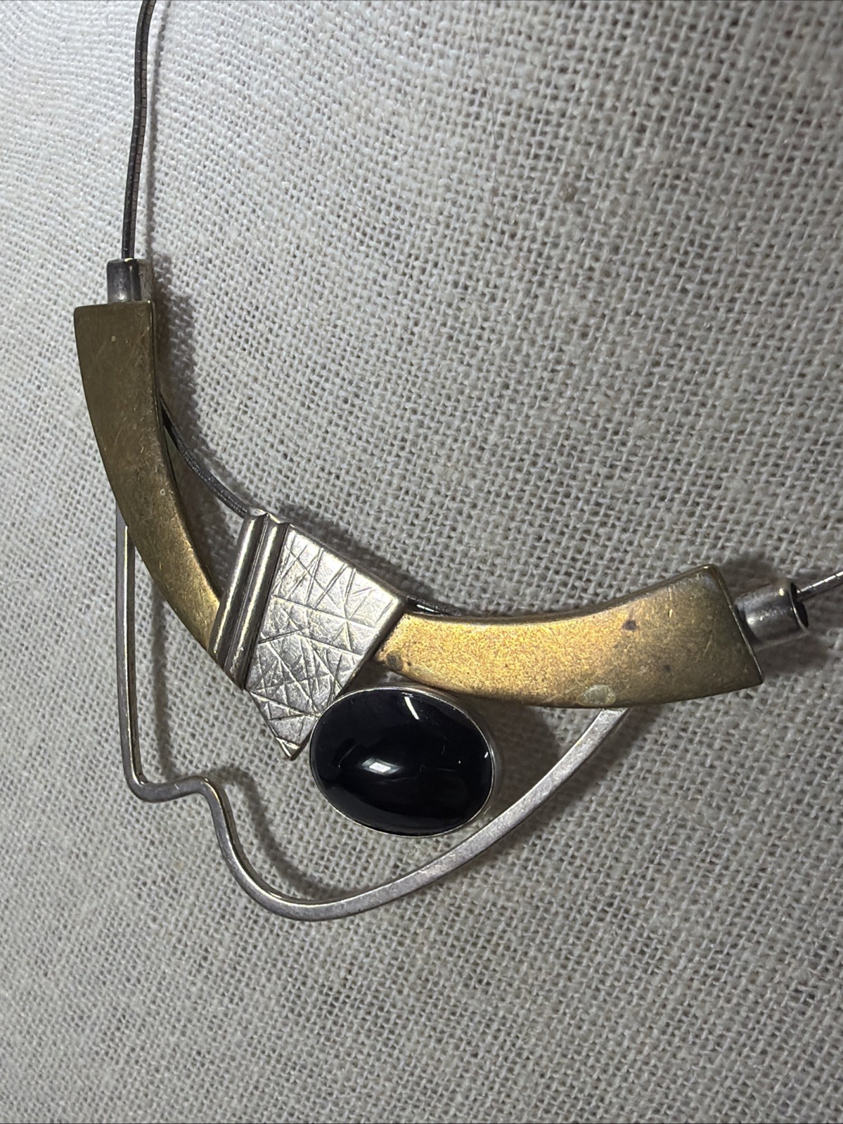 Hall McFall Modern Mixed Metals Necklace 925 Black Onyx 16″ Italian Snake Chain