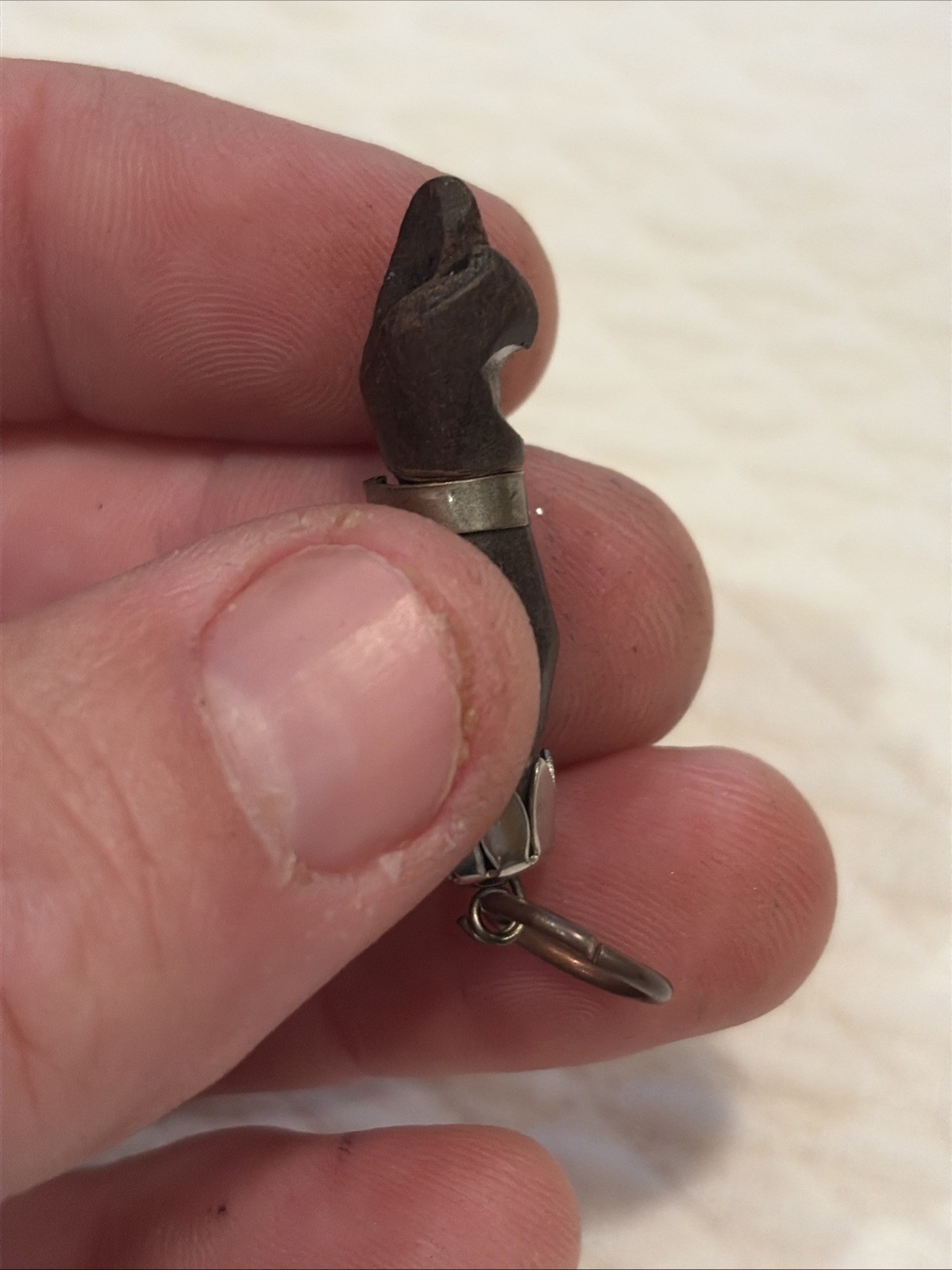 VERY RARE Vintage FOLK ART Hand Carved FIGA Good Luck Necklace Pendant