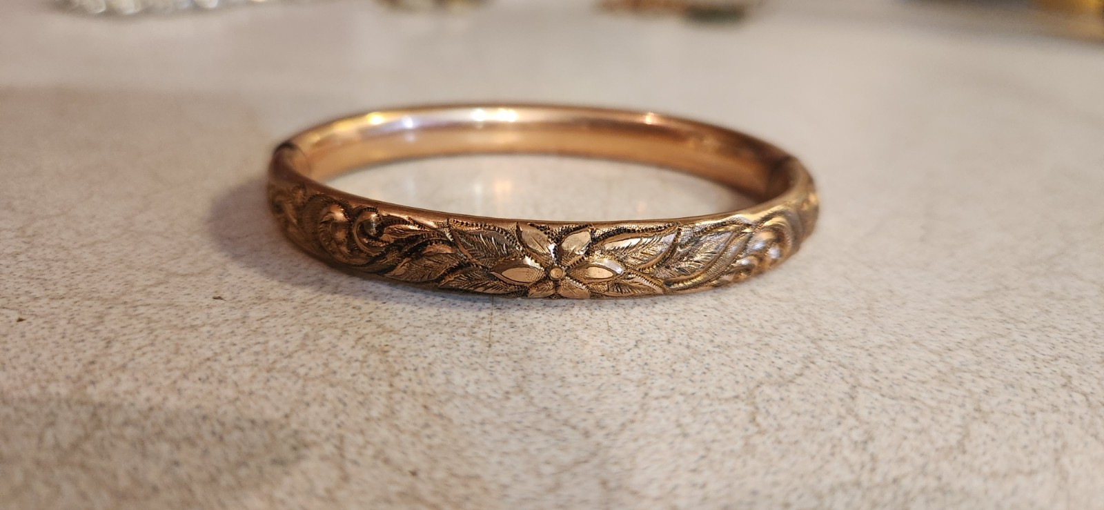 Antique Hinged Cuff WMC Stamped Bangle 1900’s Edward’s Gold Filled
