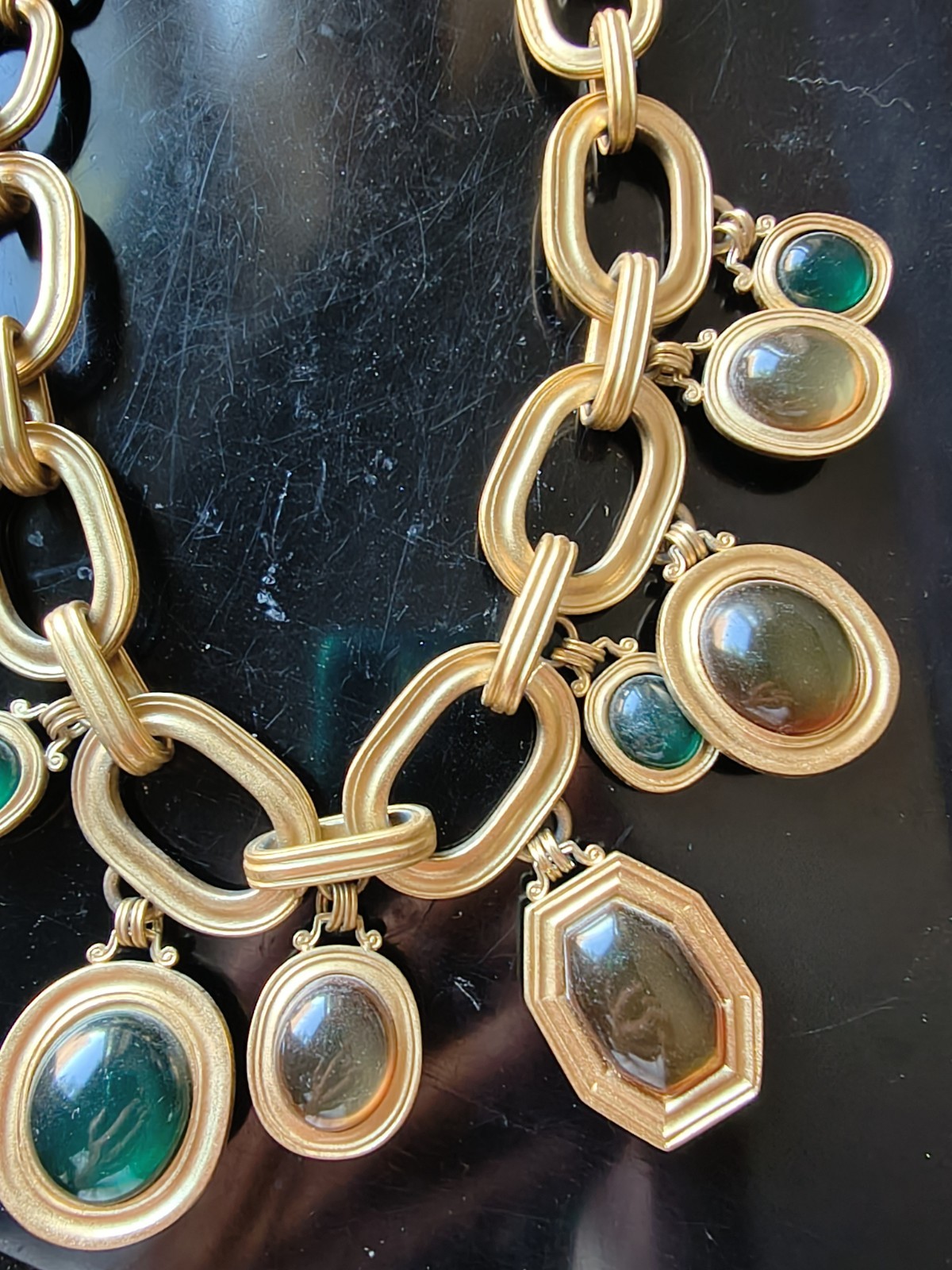 VINTAGE SIGNED NUMBERED YVES ST. LAURENT GRIPOIX GOLD TONE NECKLACE GOOSSENS