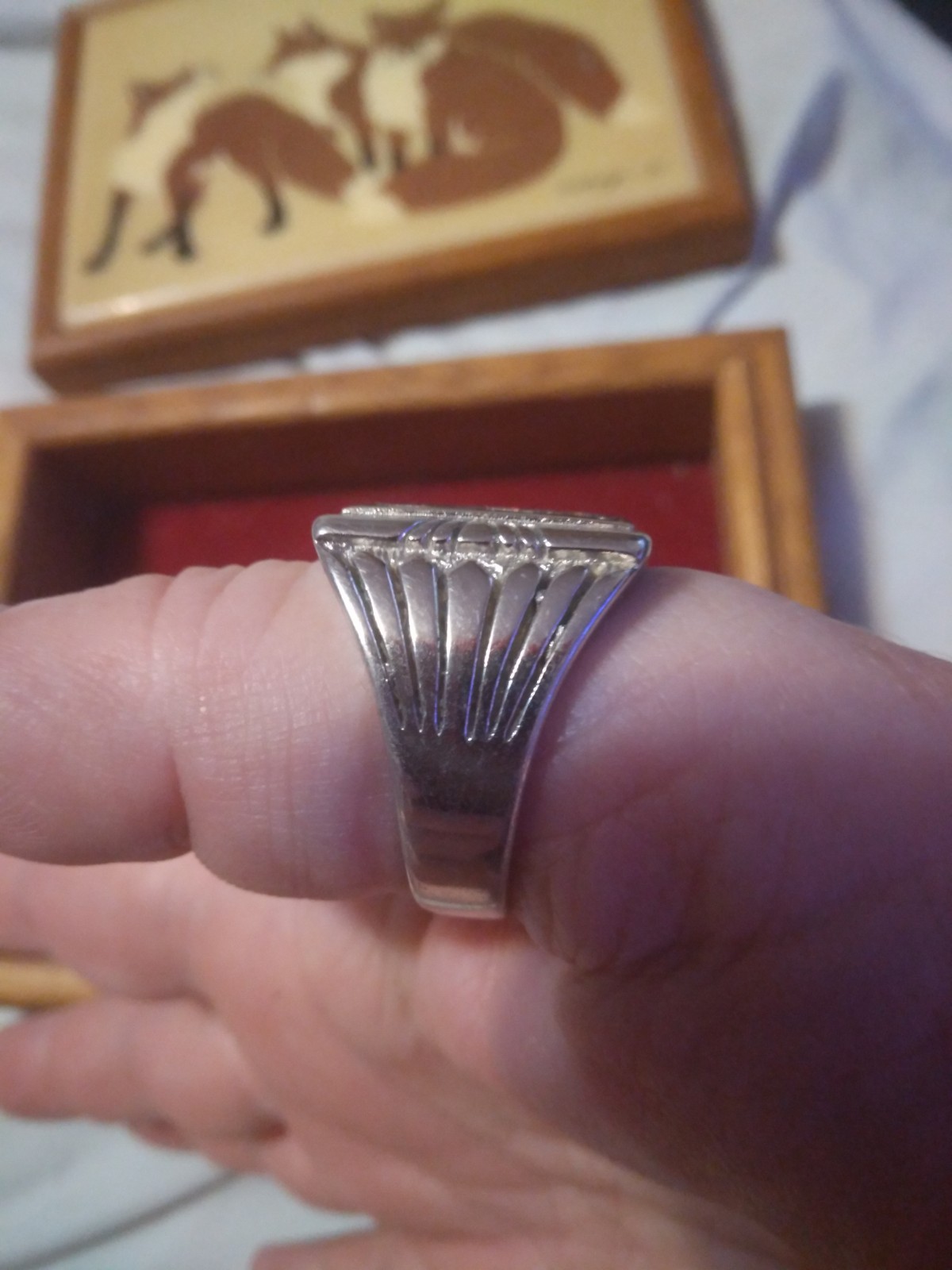 Vintage Sterling Silver Wolf Howling At The Moon Ring Size 13