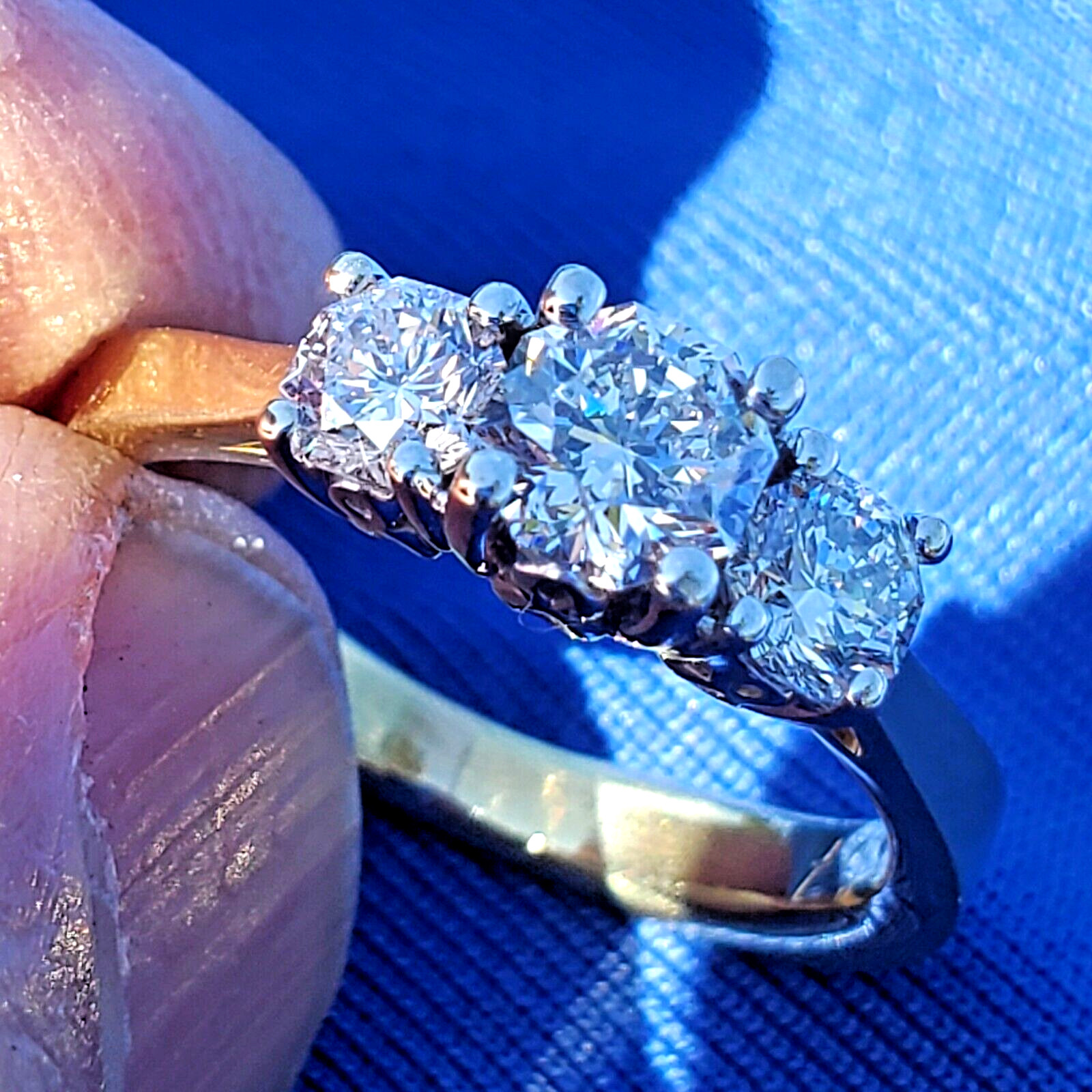 Original EARTH MINED DIAMOND Octagon cut Deco Engagement Ring Vintage Trilogy 6