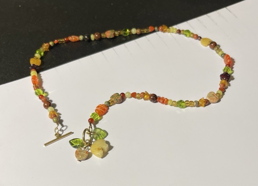 Carved Carnelian And Other Gemstone Beads Fetish Bear Necklace Sterling Finding