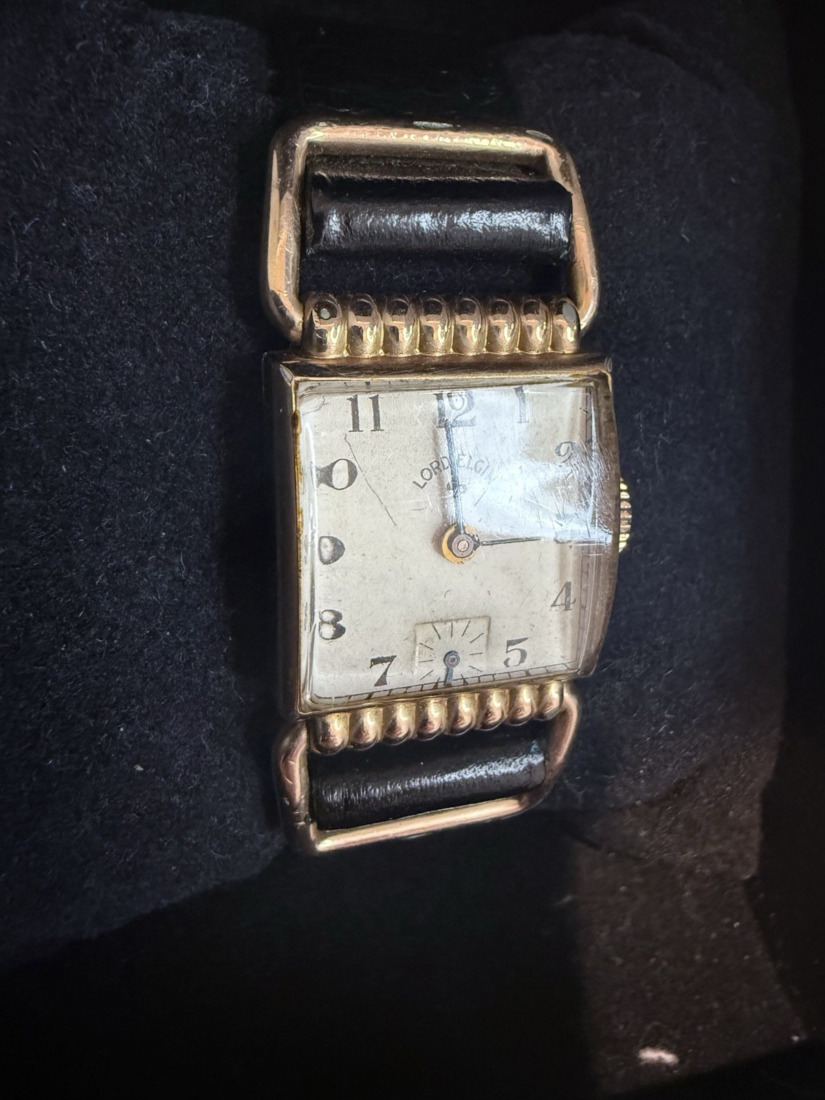 Vintage Lord Elgin Drivers Fancy Case Champagne Dial Watch! (It Works).