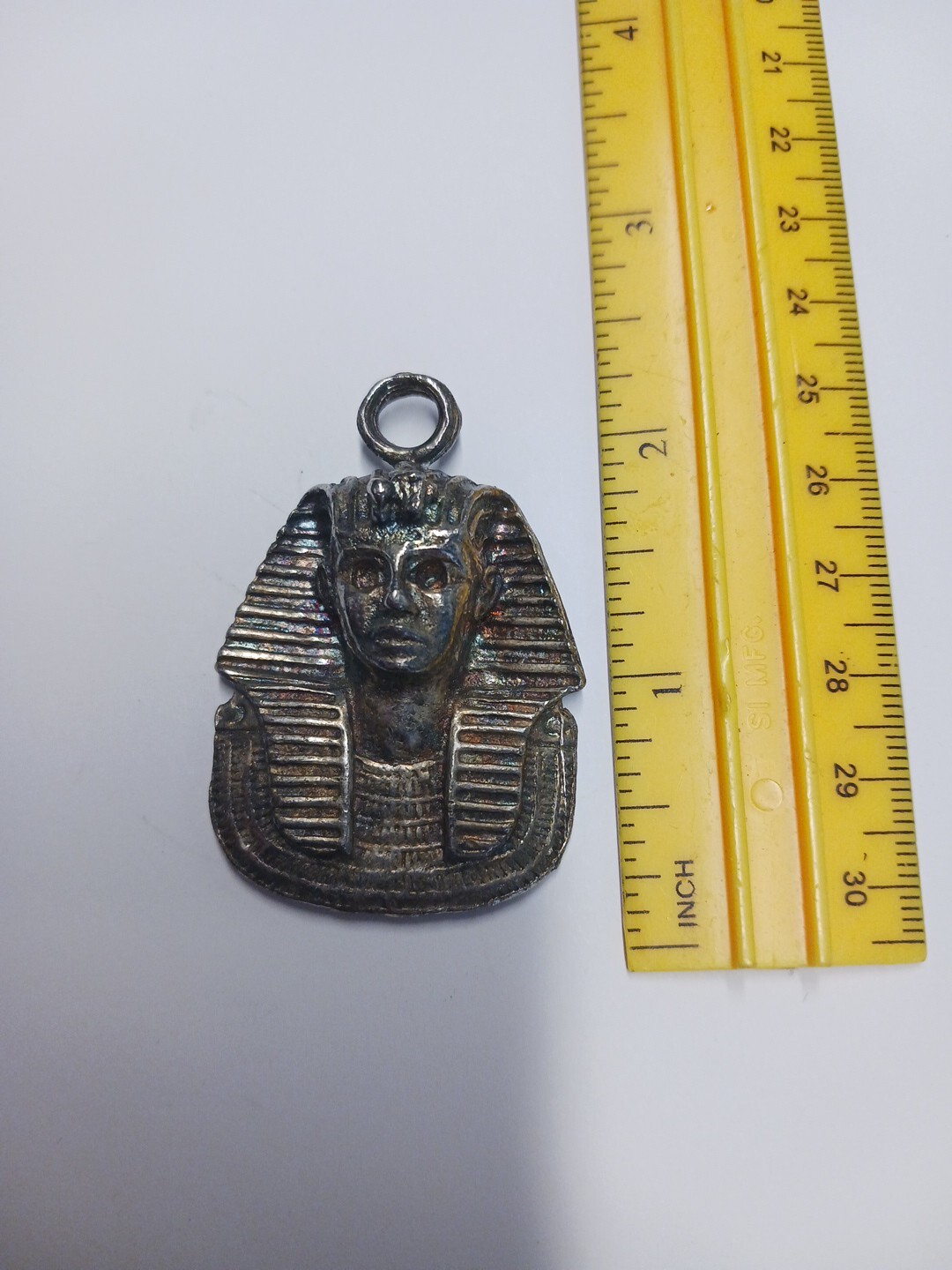 Vintage King Tut Medallion Necklace Head Large Egyptian King Tut Statue Figurine