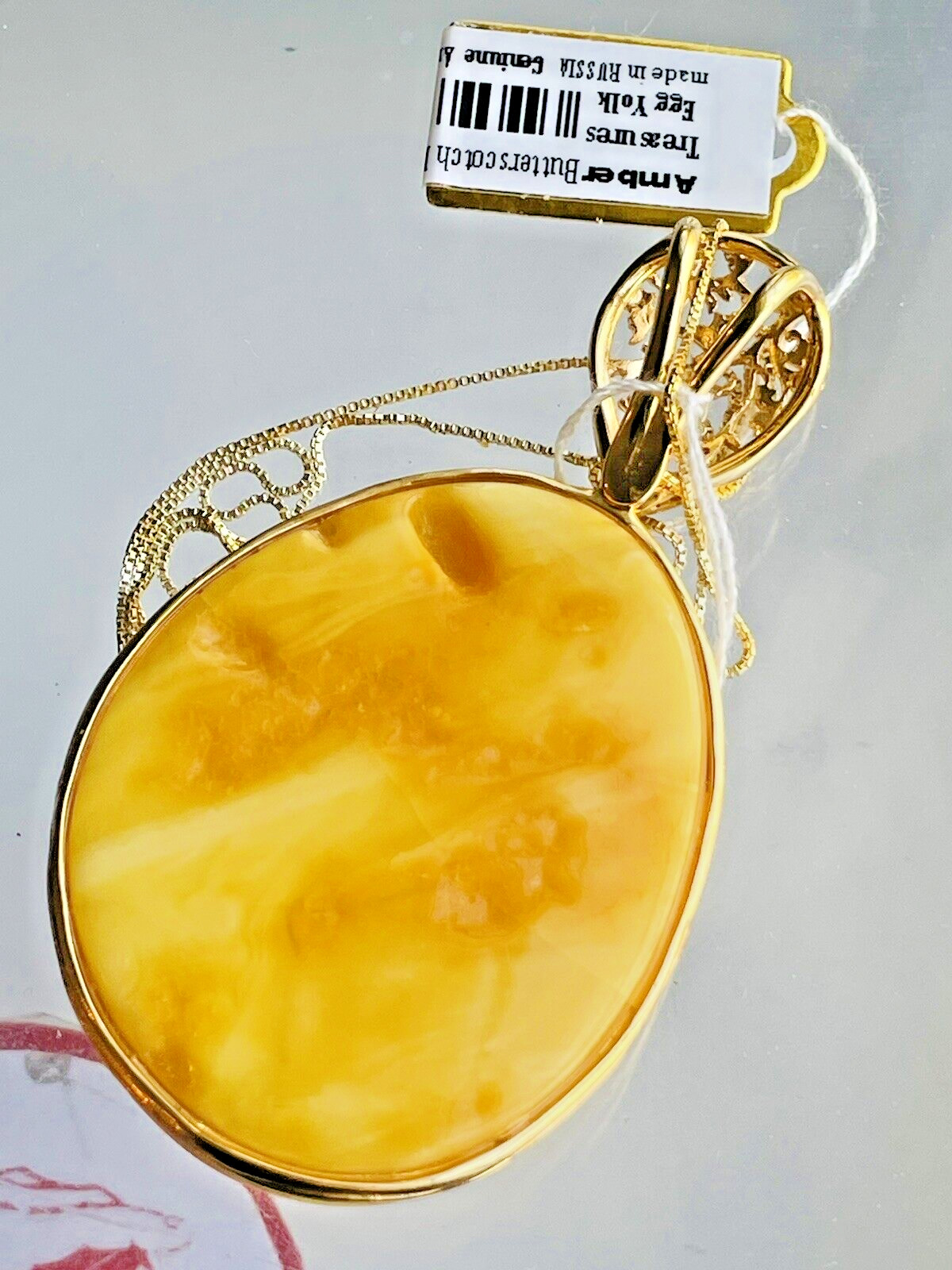14K Gold Filled Genuine Vintage Baltic Amber Necklace Butterscotch Polish 老琥珀