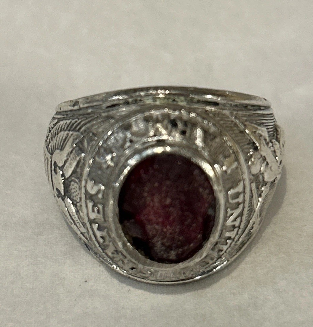 Vintage Taylor Maid Sterling Silver U.S. Army Military Ring –Red Stone **Read**