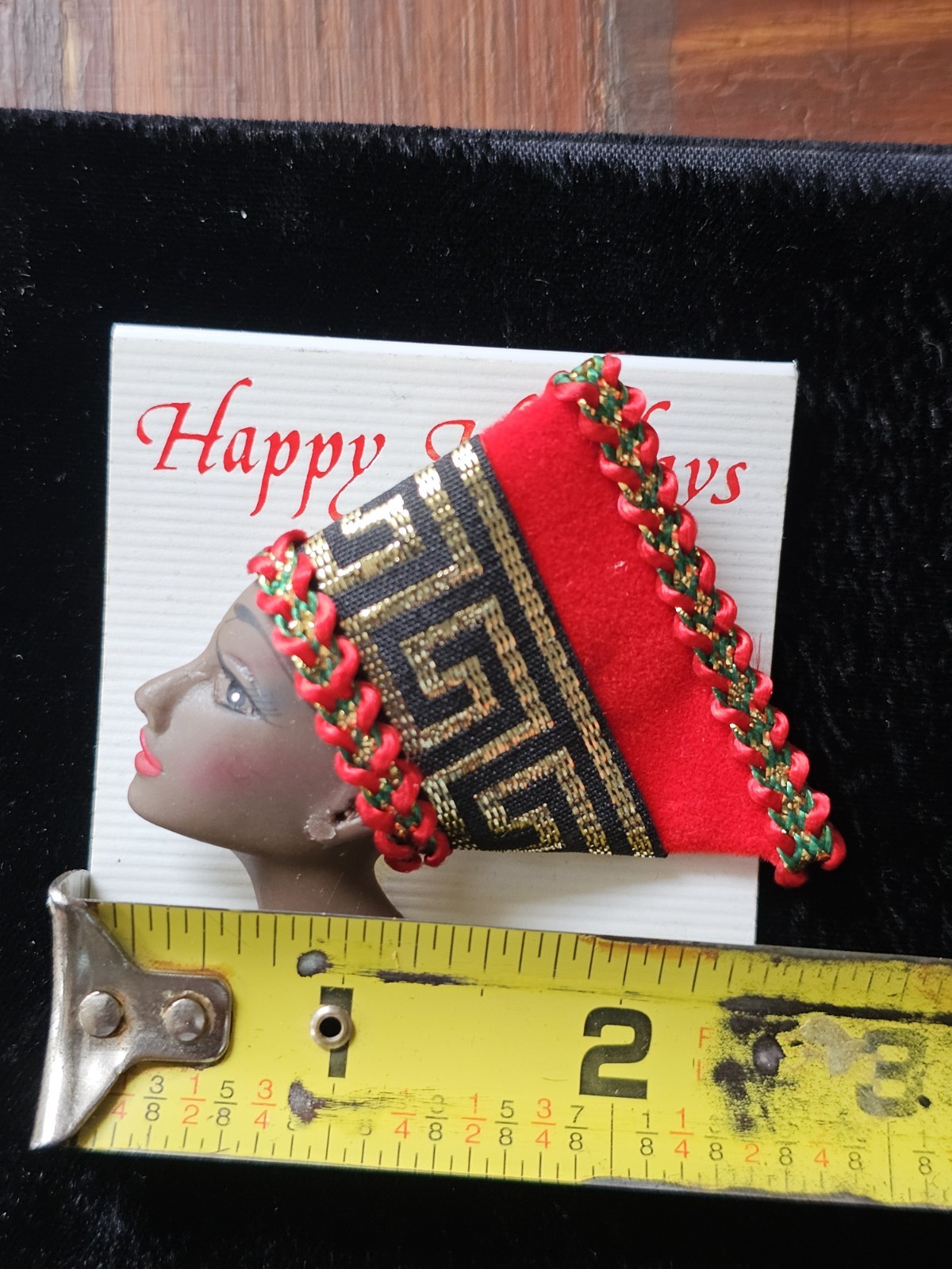 Vtg Brooch Fashion Jewelry African Woman Face Head Pin Kente Wrap Holiday